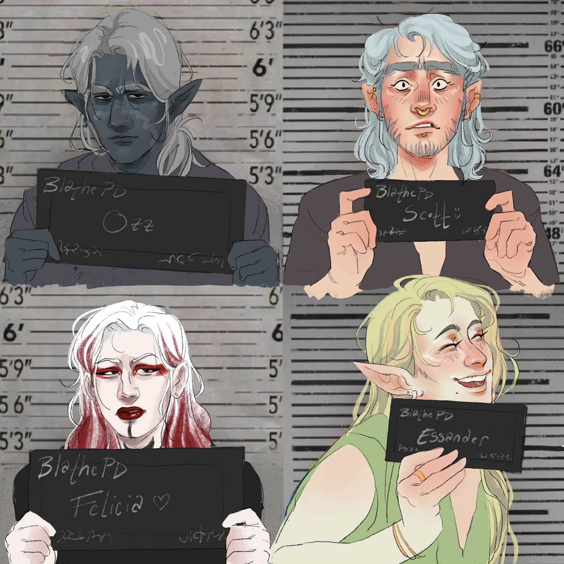 "DnD Mugshots" Procreate, 2023