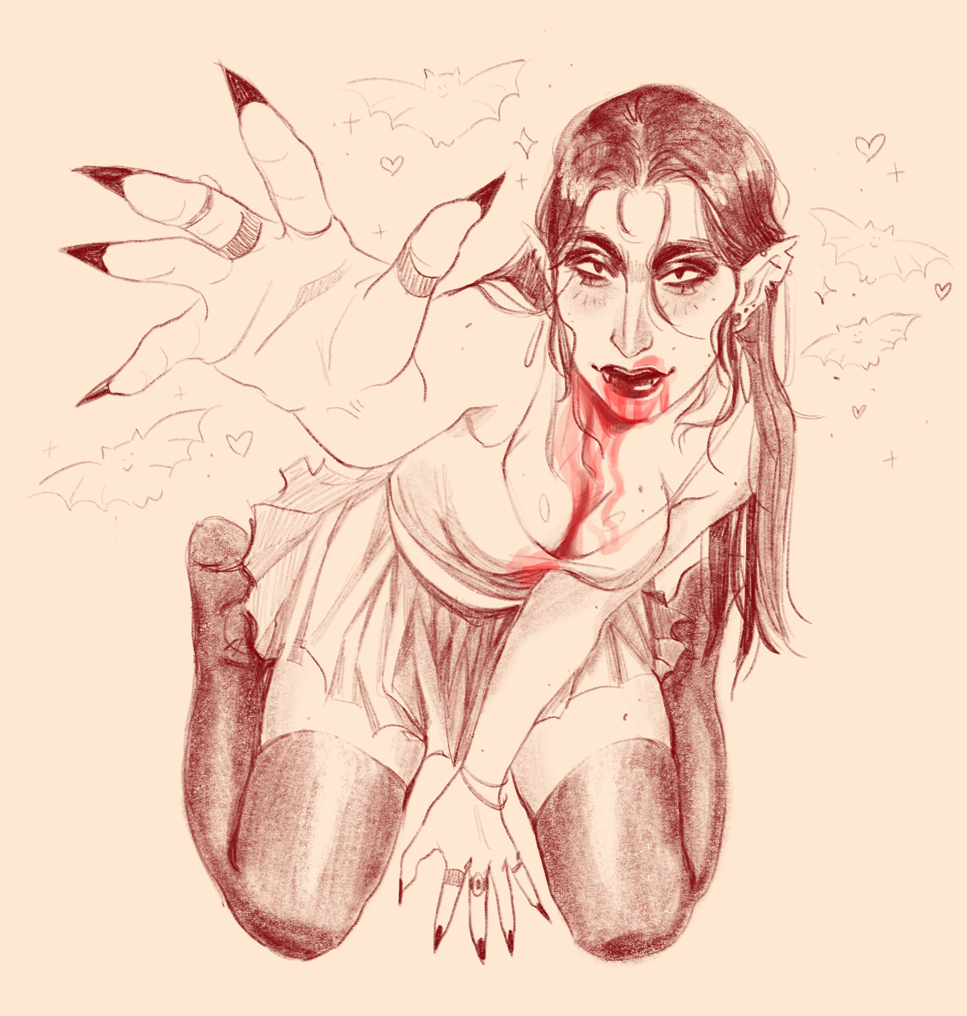 Inktober Day 6: Vampire Procreate, October 2022