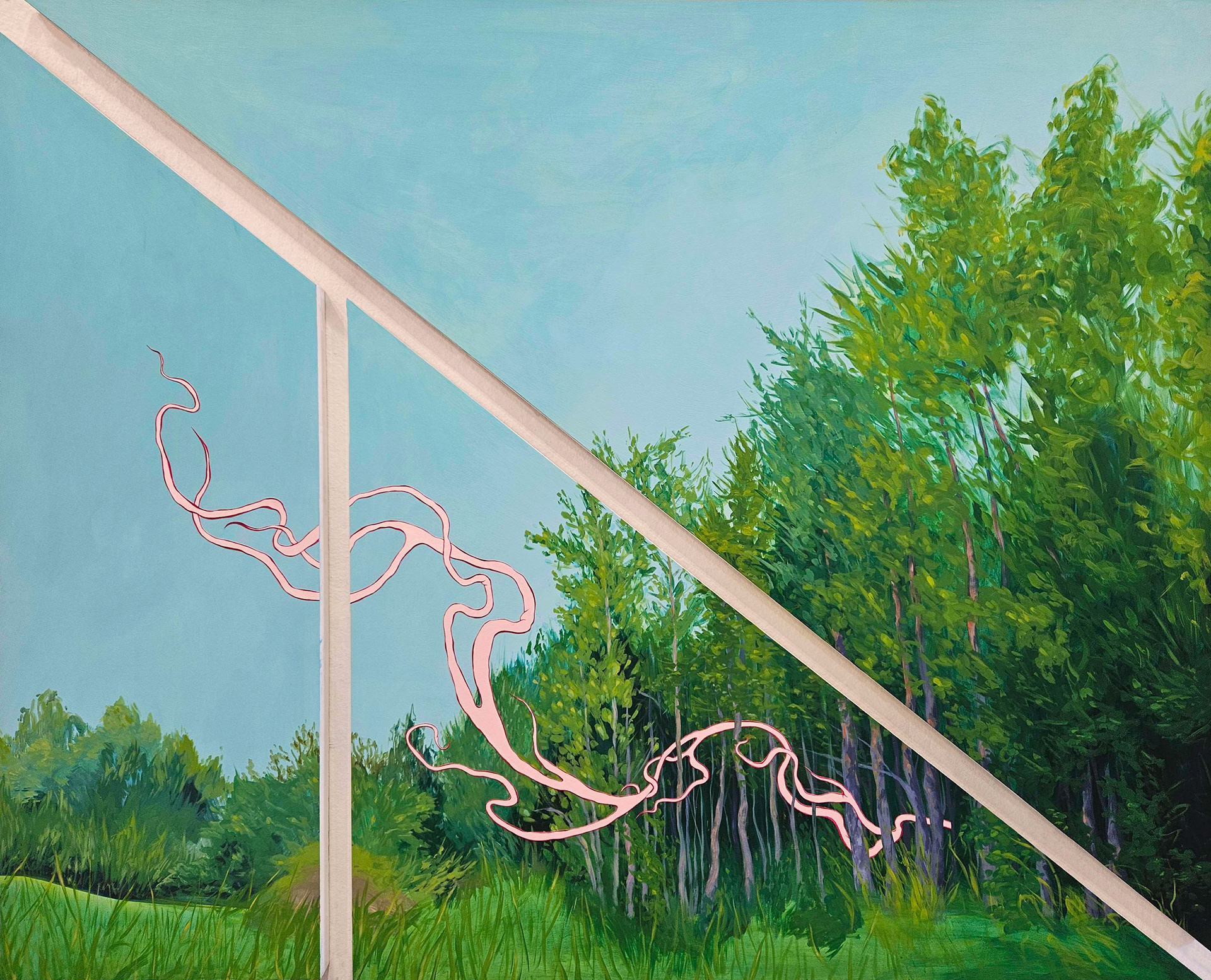 "Voider," 48x60in. Acrylic paint, painted illustration, 2025