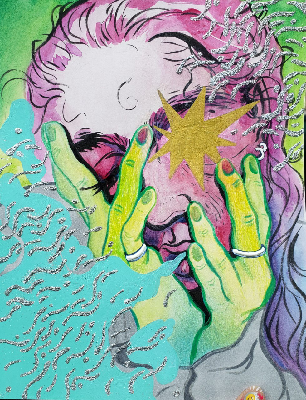 "Feeling" Multimedia on paper, 10x12in