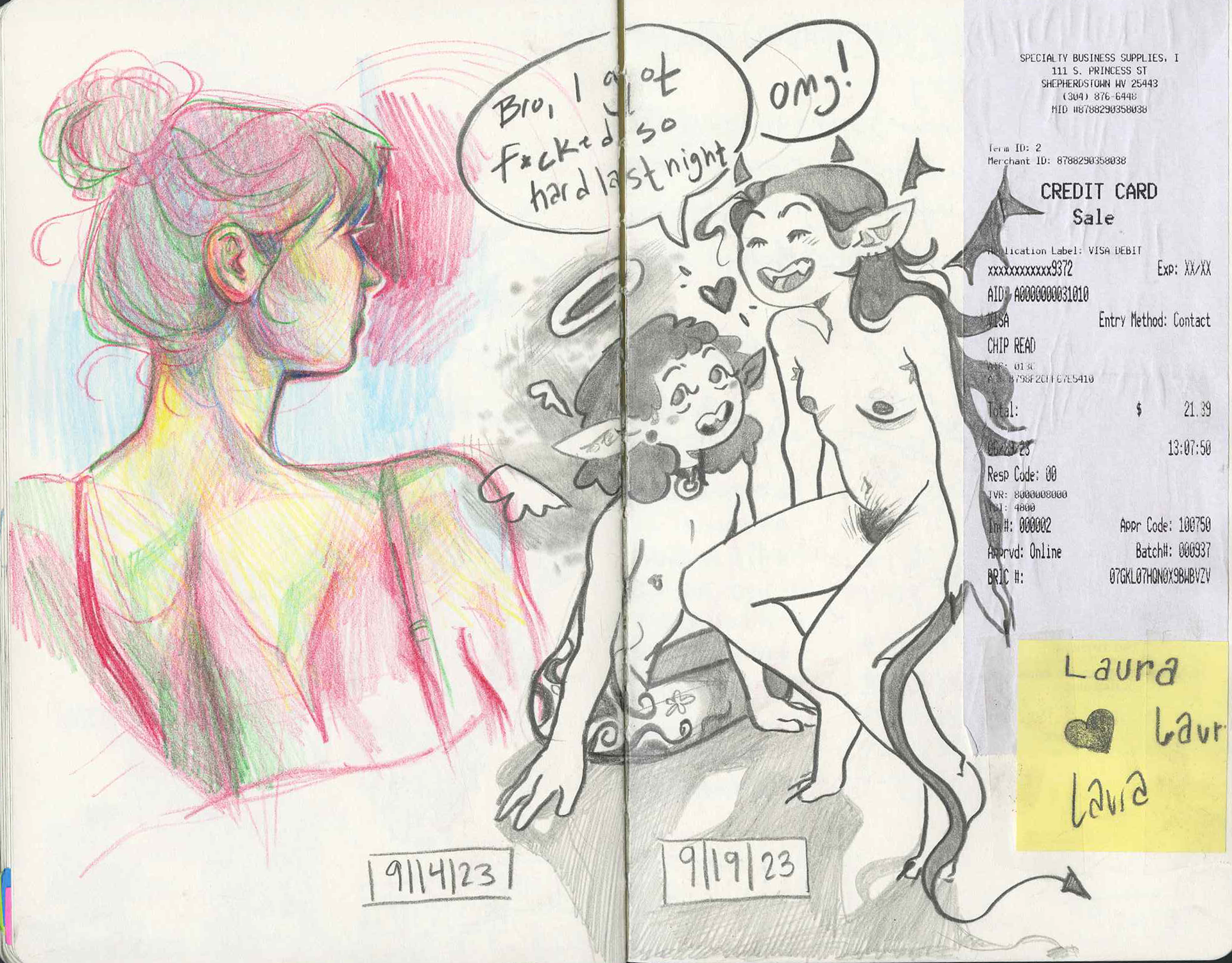 9/14-19/2023 graphite and color pencil