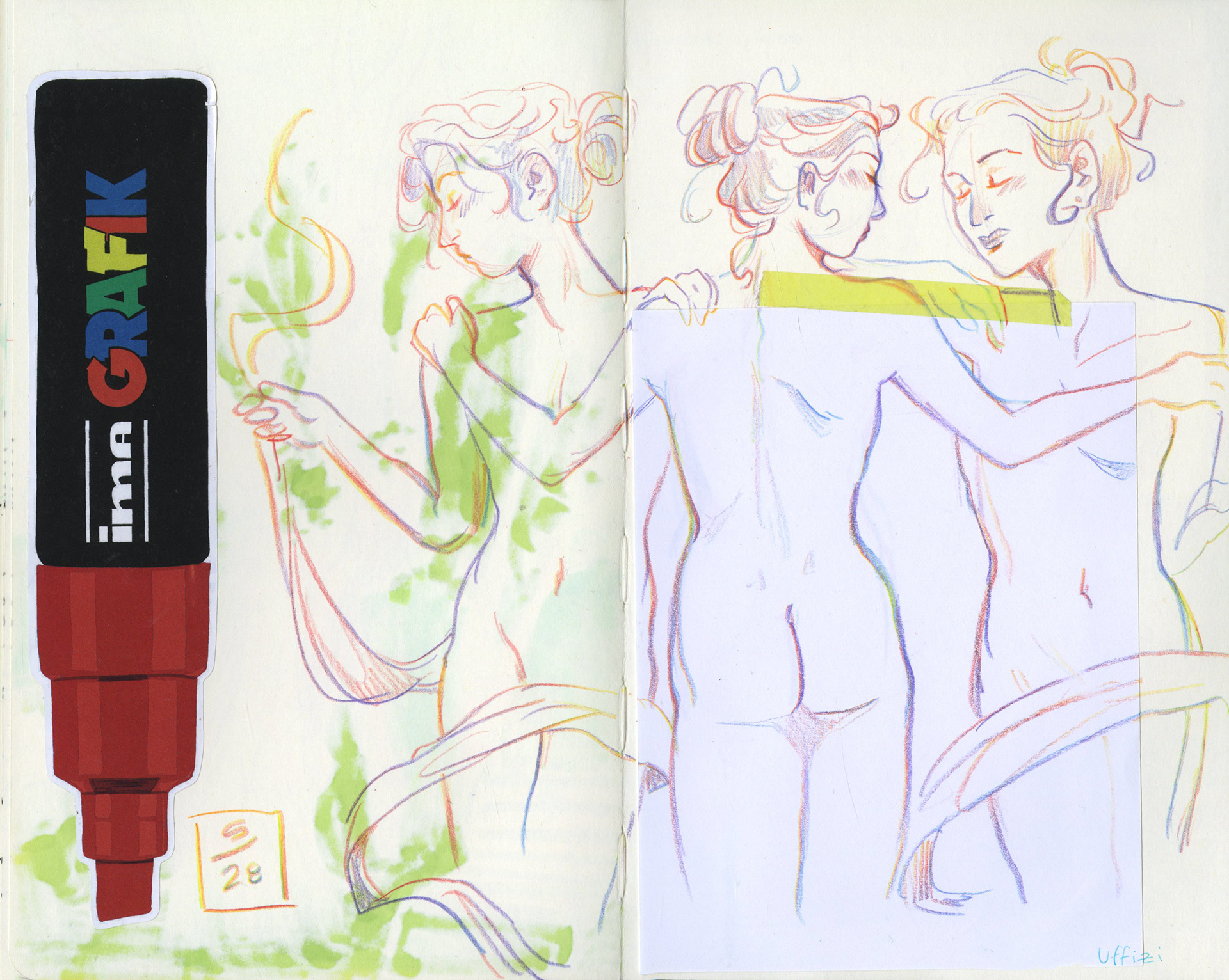 5/28/2024 colored pencil study from the Uffizi Gallery