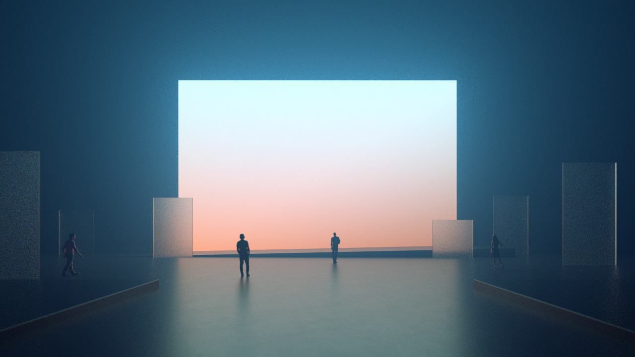 This is a reference for singling out one area from a larger space - brightly lit with people silhouetted.