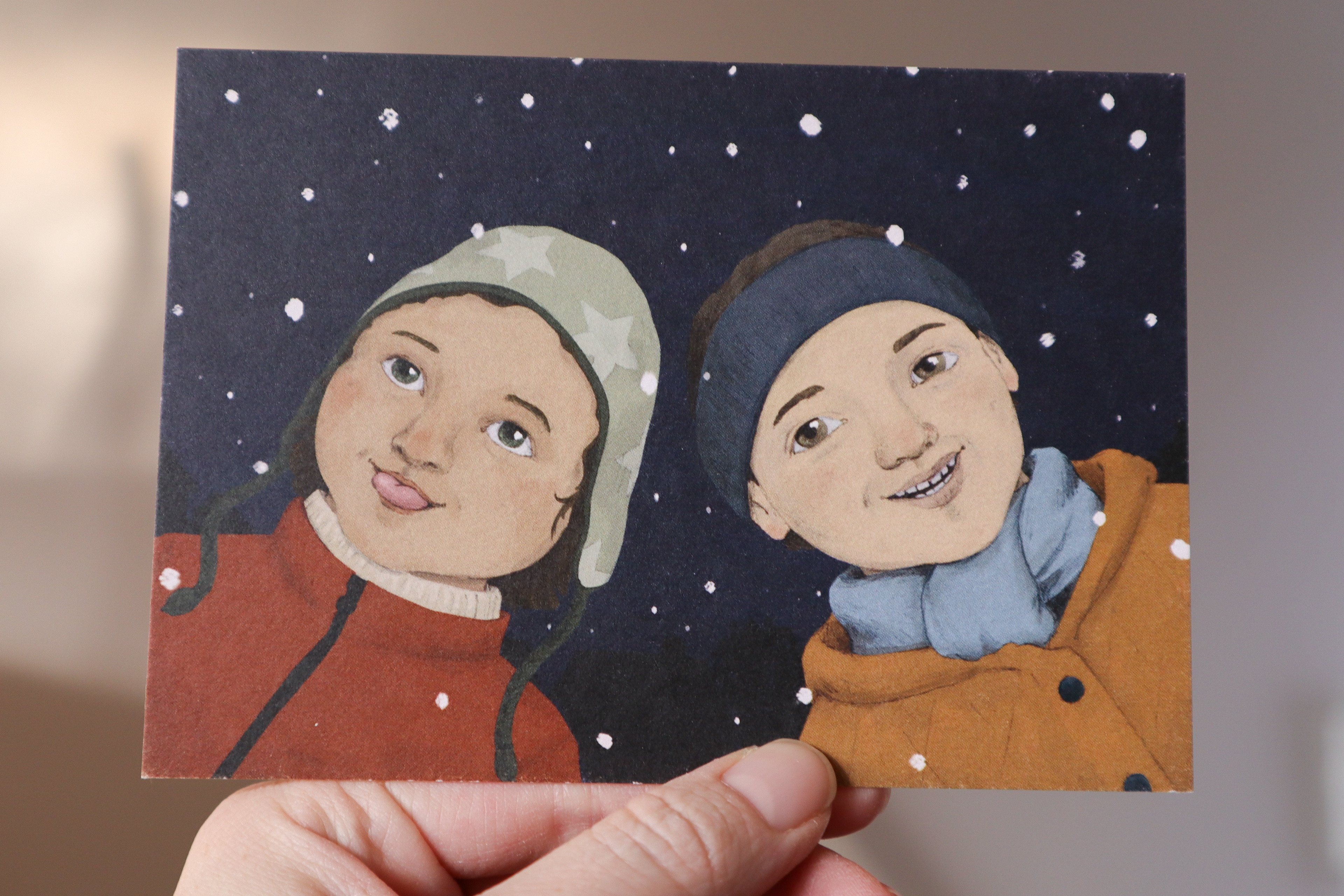 J-17 - Barn i snøen 2, tykt kort - 25 NOK