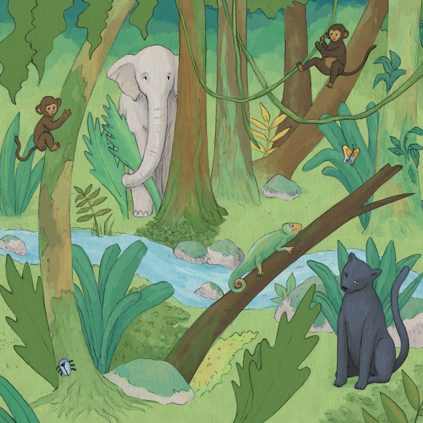 MK-15 - Jungelen - Postkort m/hvit konvolutt - Pris: 19 NOK. Pakke med ett av hver (9 stk): 149 NOK