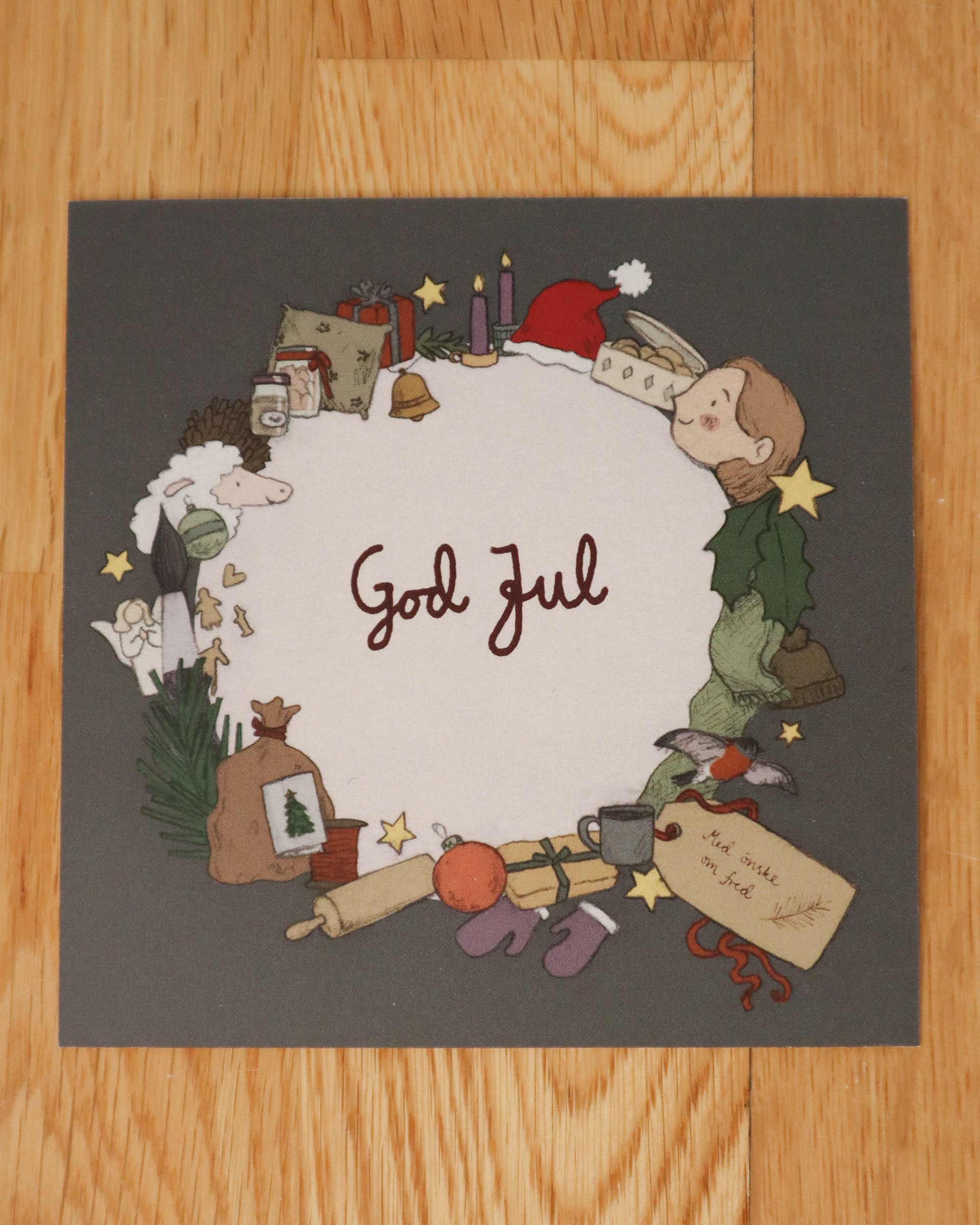 J-18 - God Jul, enkelt, med konvolutt så langt lageret rekker - 20 NOK