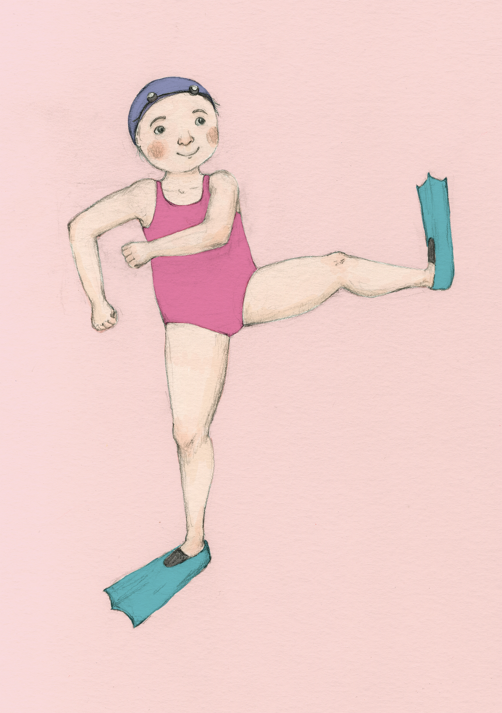 KP-27 - Badenymfe, rosa - 13x18 cm - Opplag: 50 - Pris 250 NOK (begge to for 400 NOK)