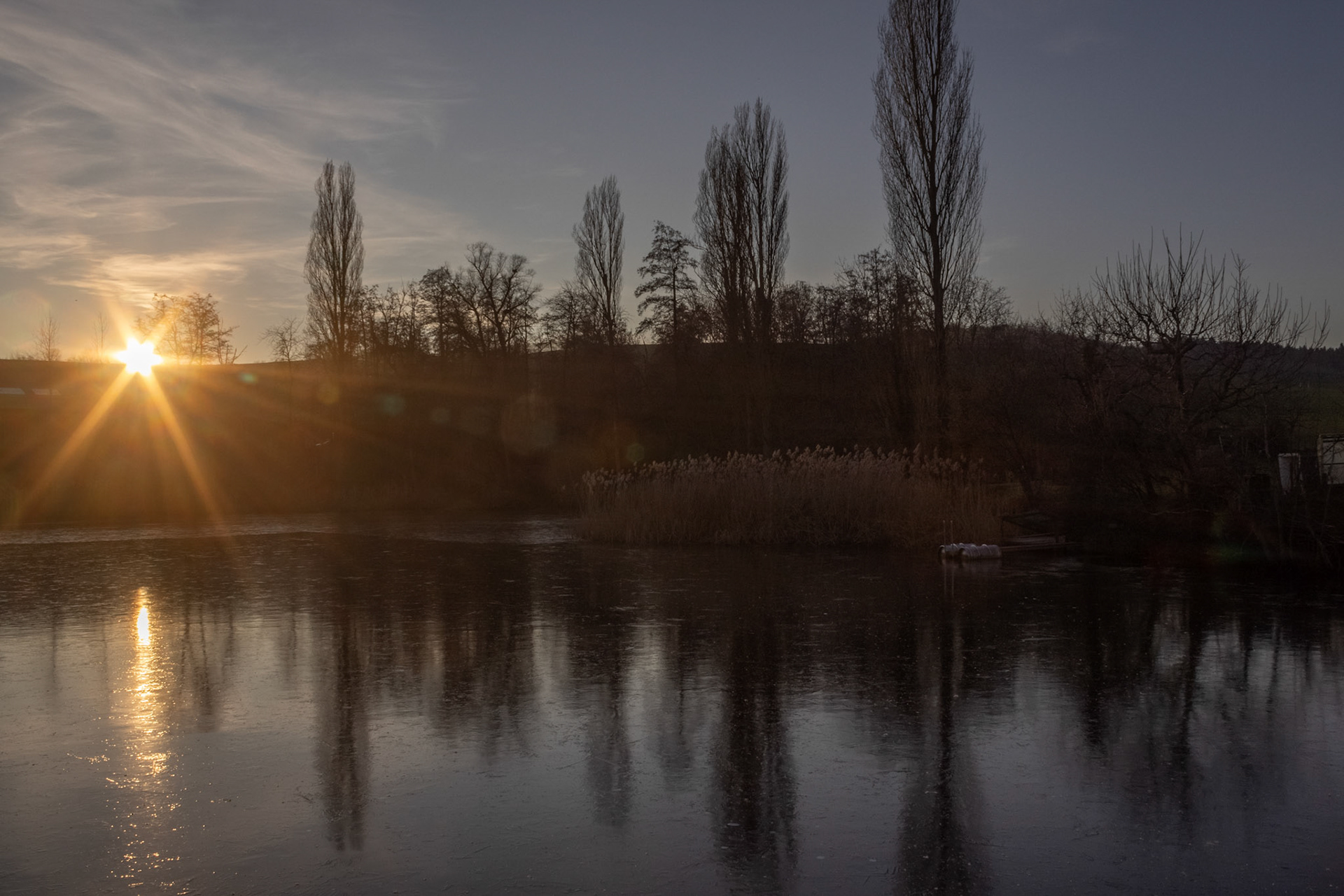 Sonnenuntergang über dem Ziegeleiweiher