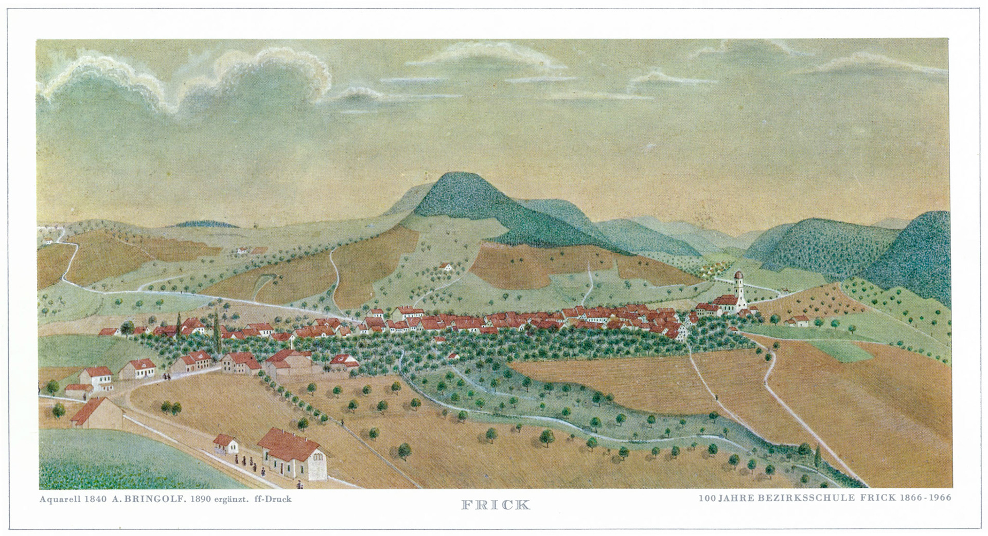 Aquarell des Dorfes 1840 ergänzt 1890