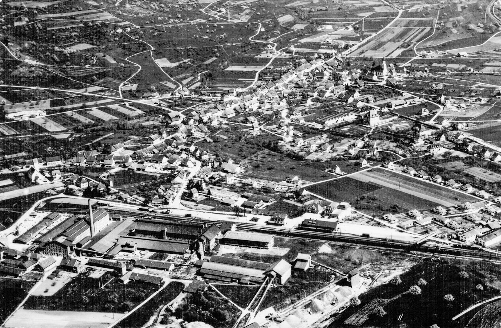 1952 Dorfansicht aus der Luft
