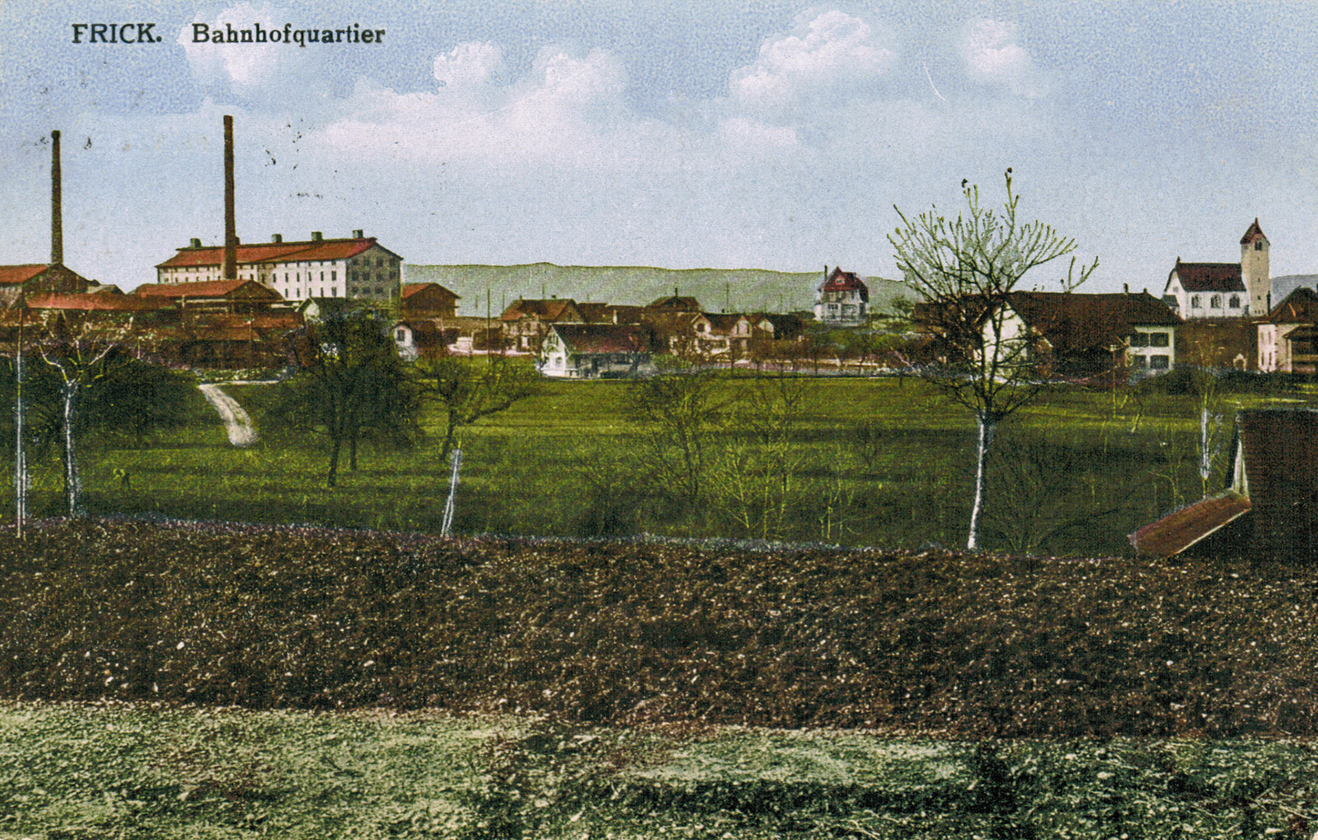 1919 Dorfansicht: Ziegelei, ref. Kirche