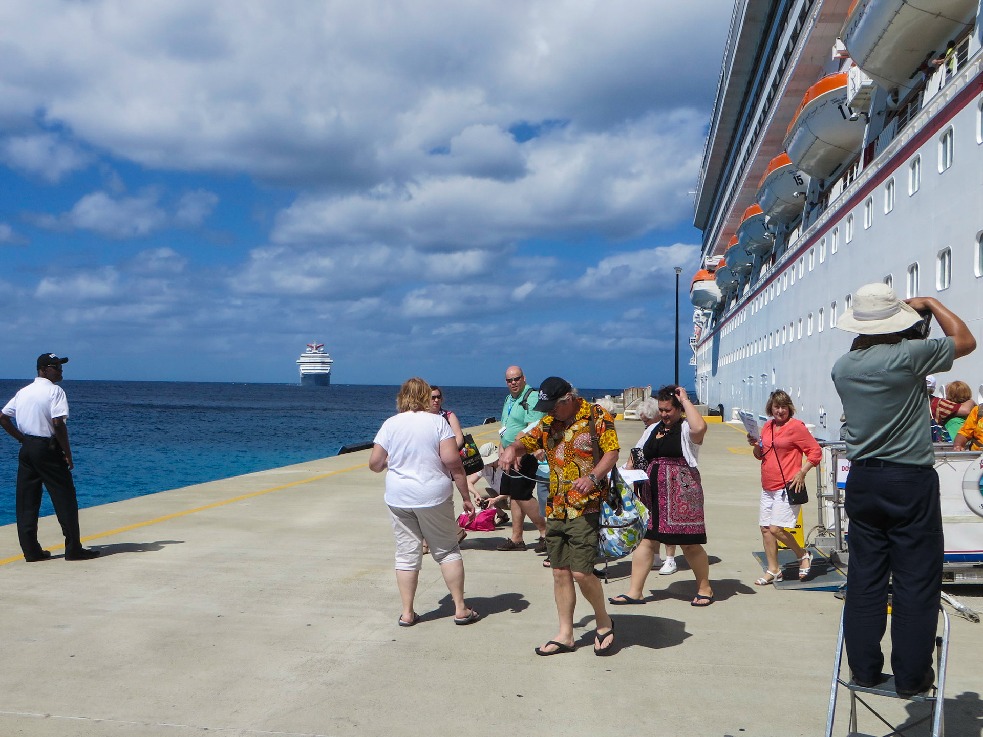Carnival Splendor attempting to dock in Grand Turk next to the Carnival Sunshine