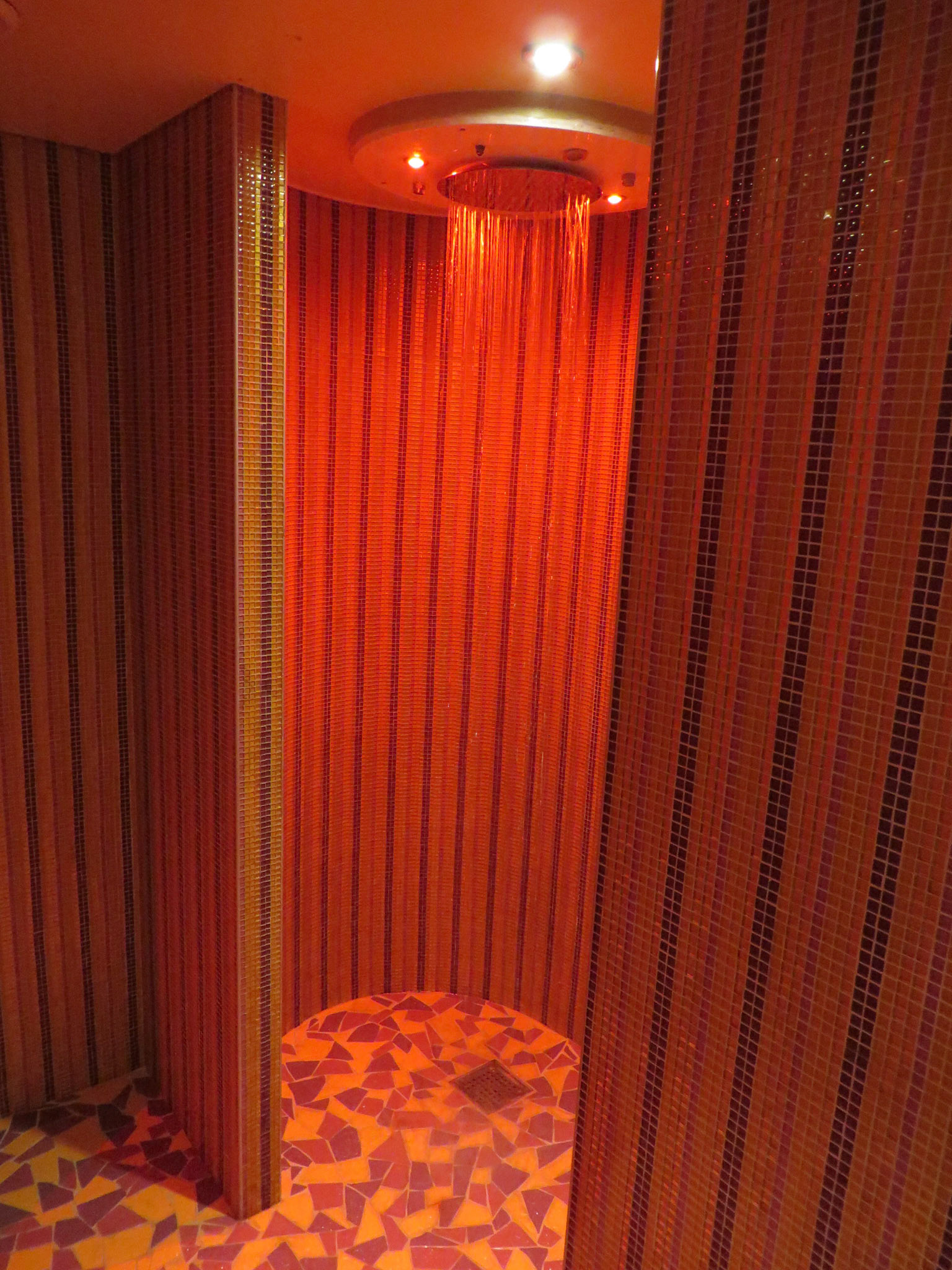 Shower in paid access spa area