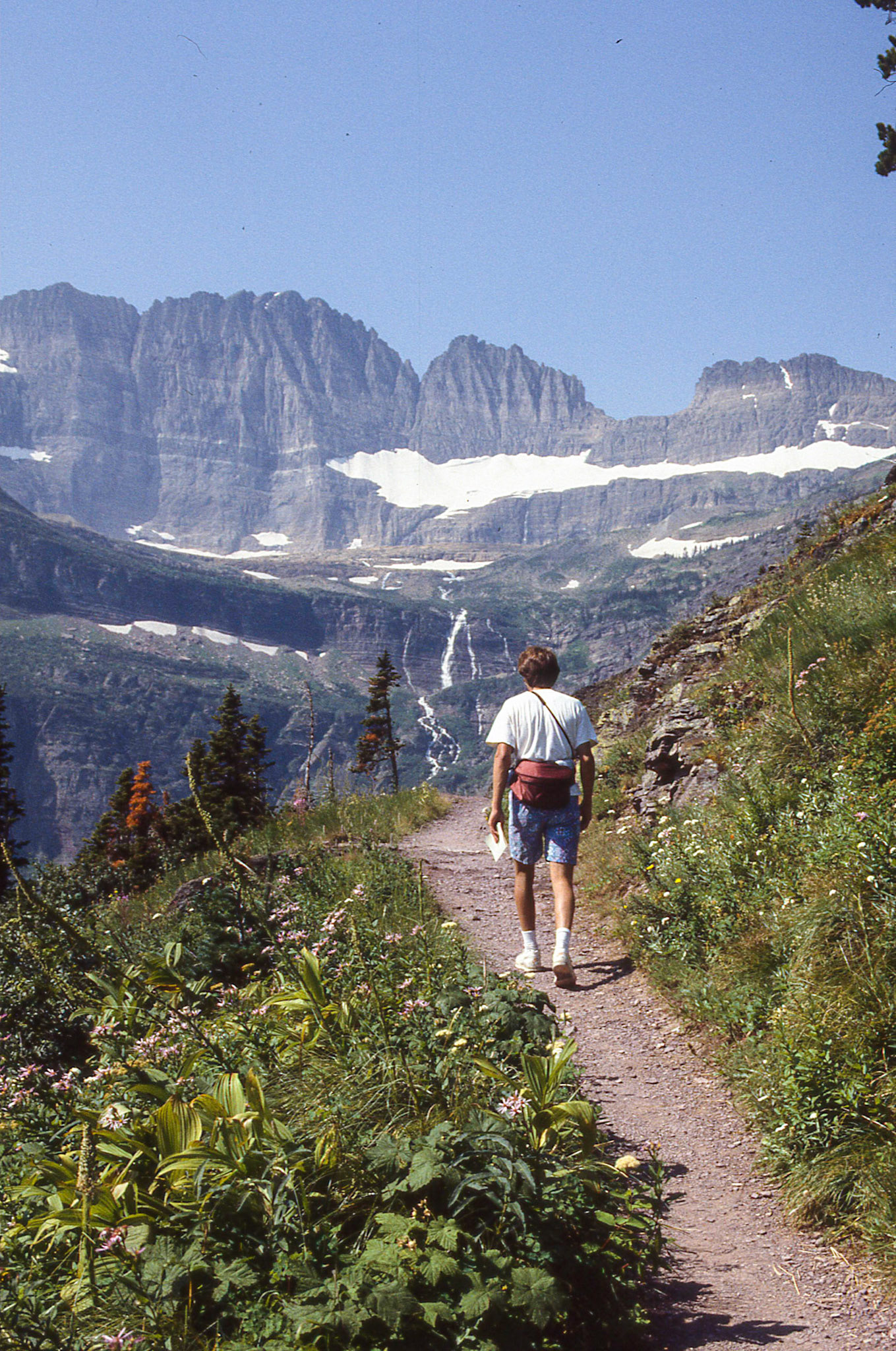 The 7.6 mile trek to Grinnell Glacier ascends 1840 Feet.