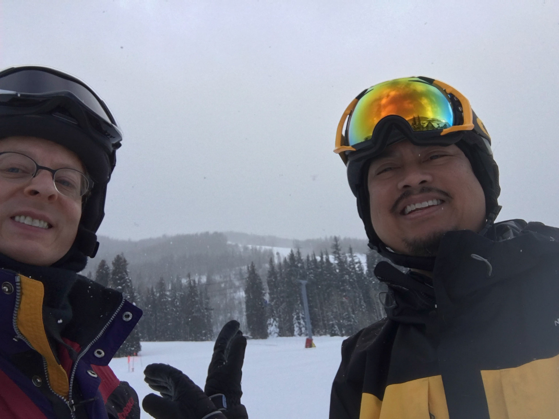 Barry and Alan at Golden Peak ready to head up the mountain