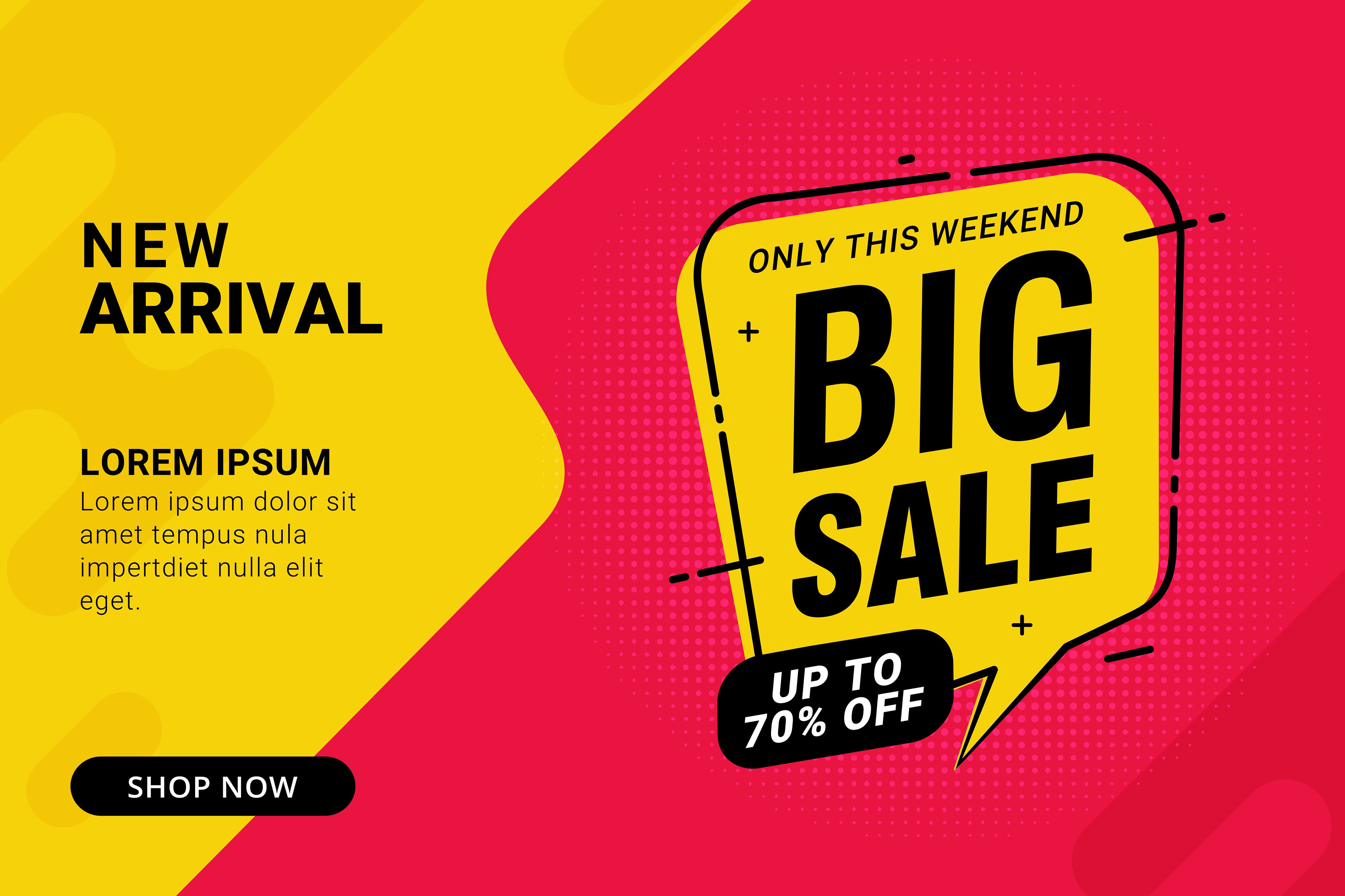 Big Sale, discount web banner template for your website