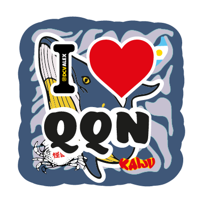 I ♥ QQN Atardecer: "Sticker Pumper 6x6cm de atardecer costero, laca en sol, fondo amarillo neón, diseño por Kaiju @dcvalex.