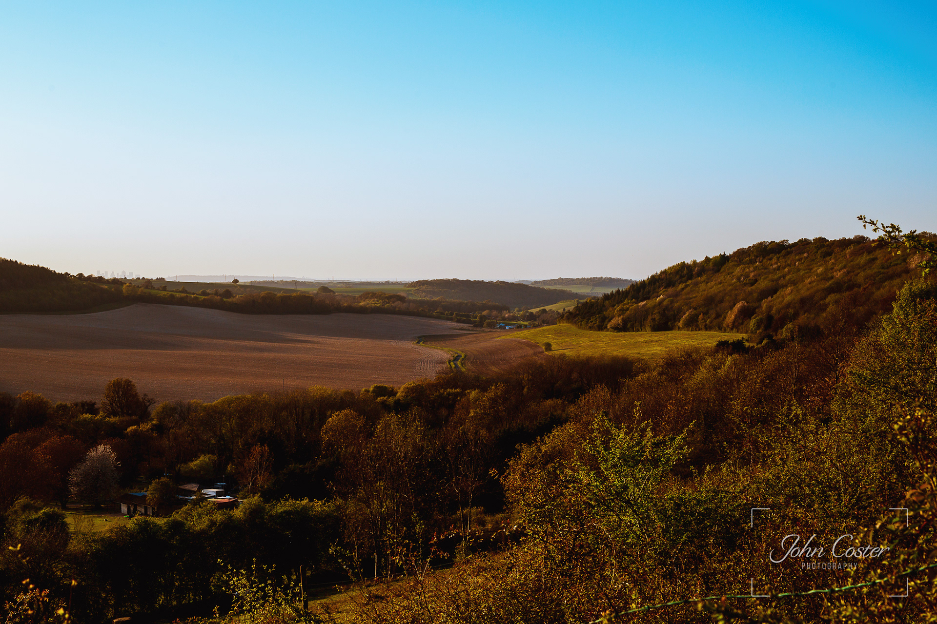 Evening walk taking us out West of our village, overlooking Knatts Valley.