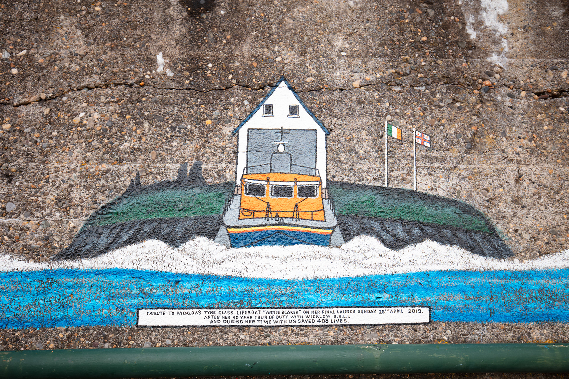 One of the many art works on the harbour wall