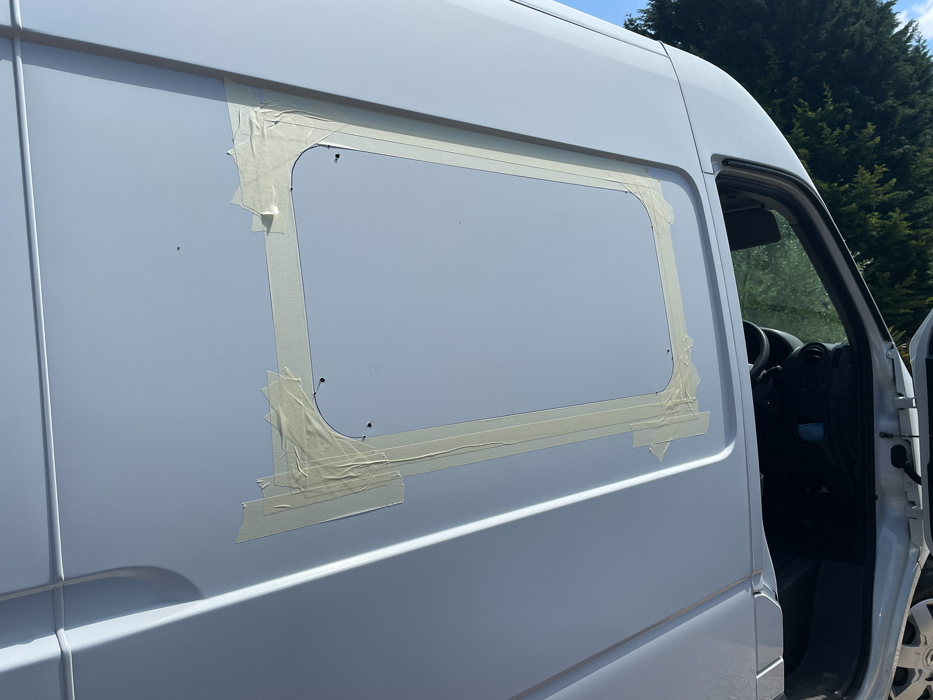 Marking out was measure, measure, measure before final marking and tape to protect paint.