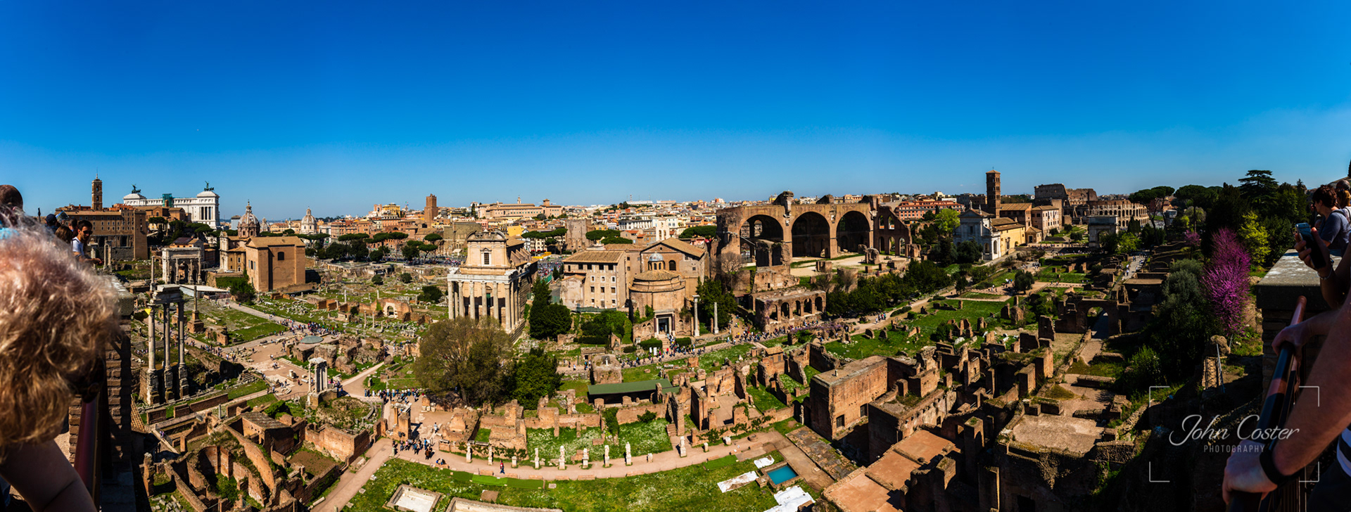 Looking down on the historic Roman capital that's over 2000 years old! The Forum.