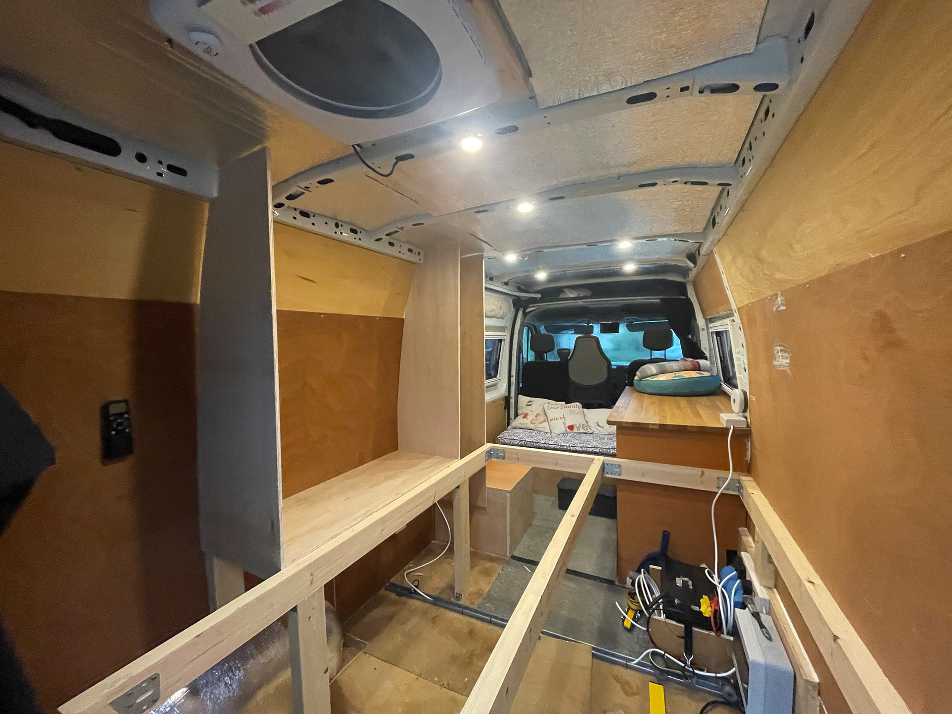 Starting to form the storage wall, some more CAD helped to find the shape! 