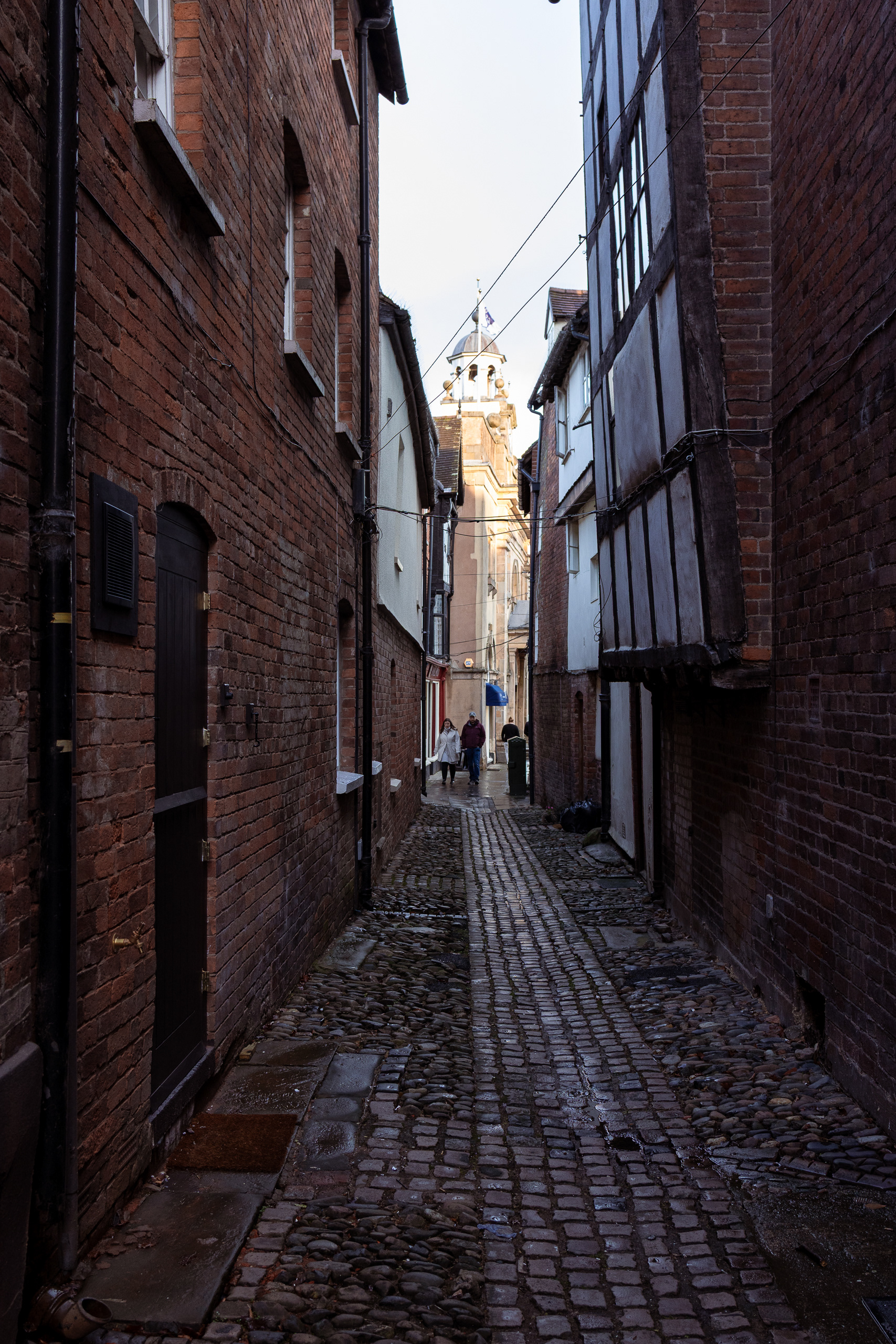 Narrow streets an old buildings define Ledbury's character.