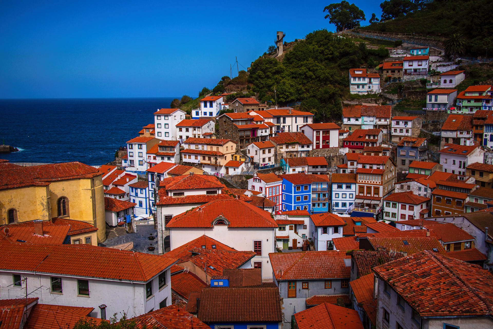 View over Cudillero from Mirador Del Pico