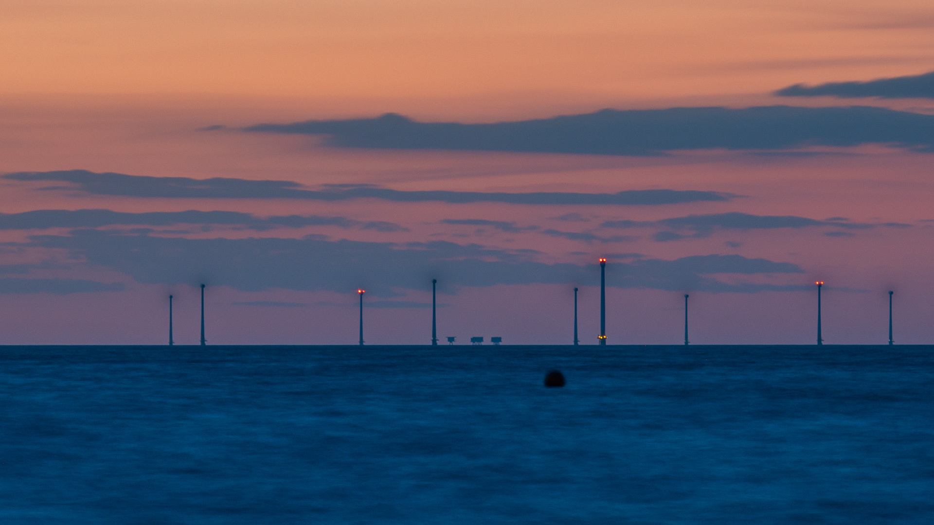 The Windfarm takes on an alien look with the long exposure ‘loosing the blades!