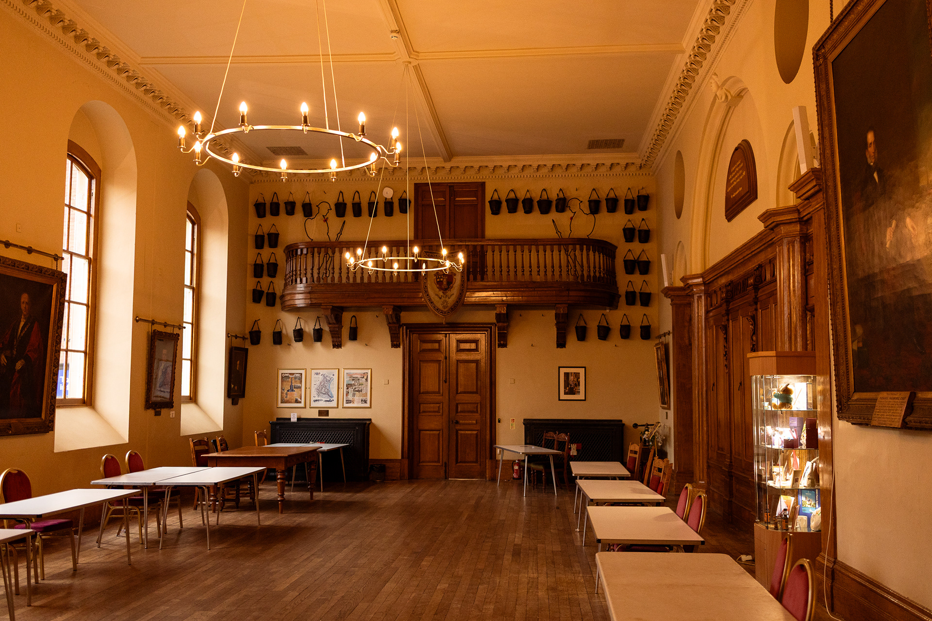 Inside the Guildhall! Leather buckets hark back to the 