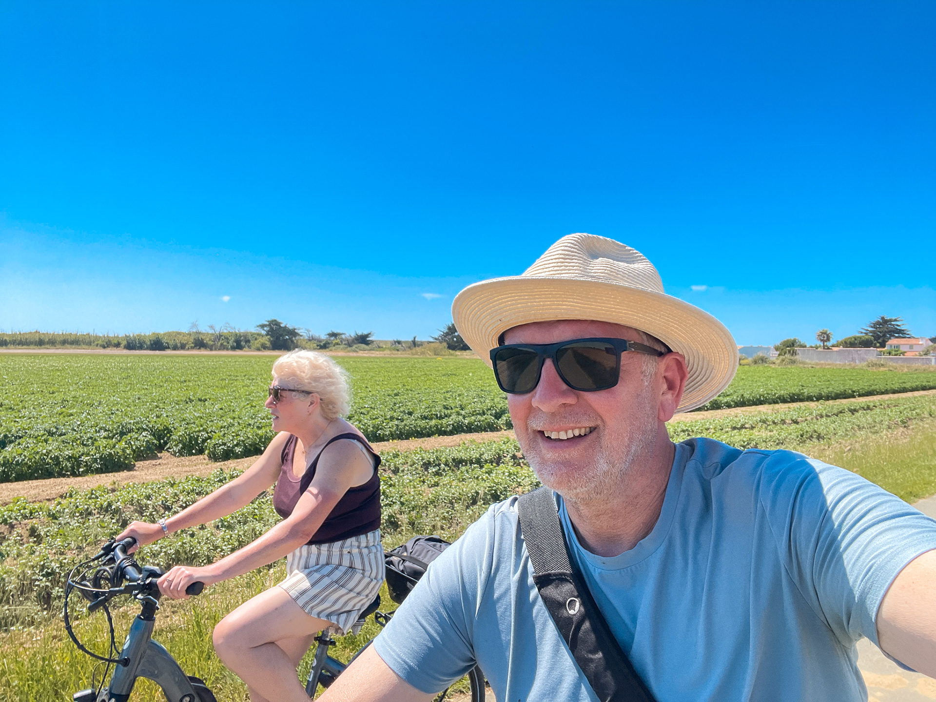 riding through the vineyards