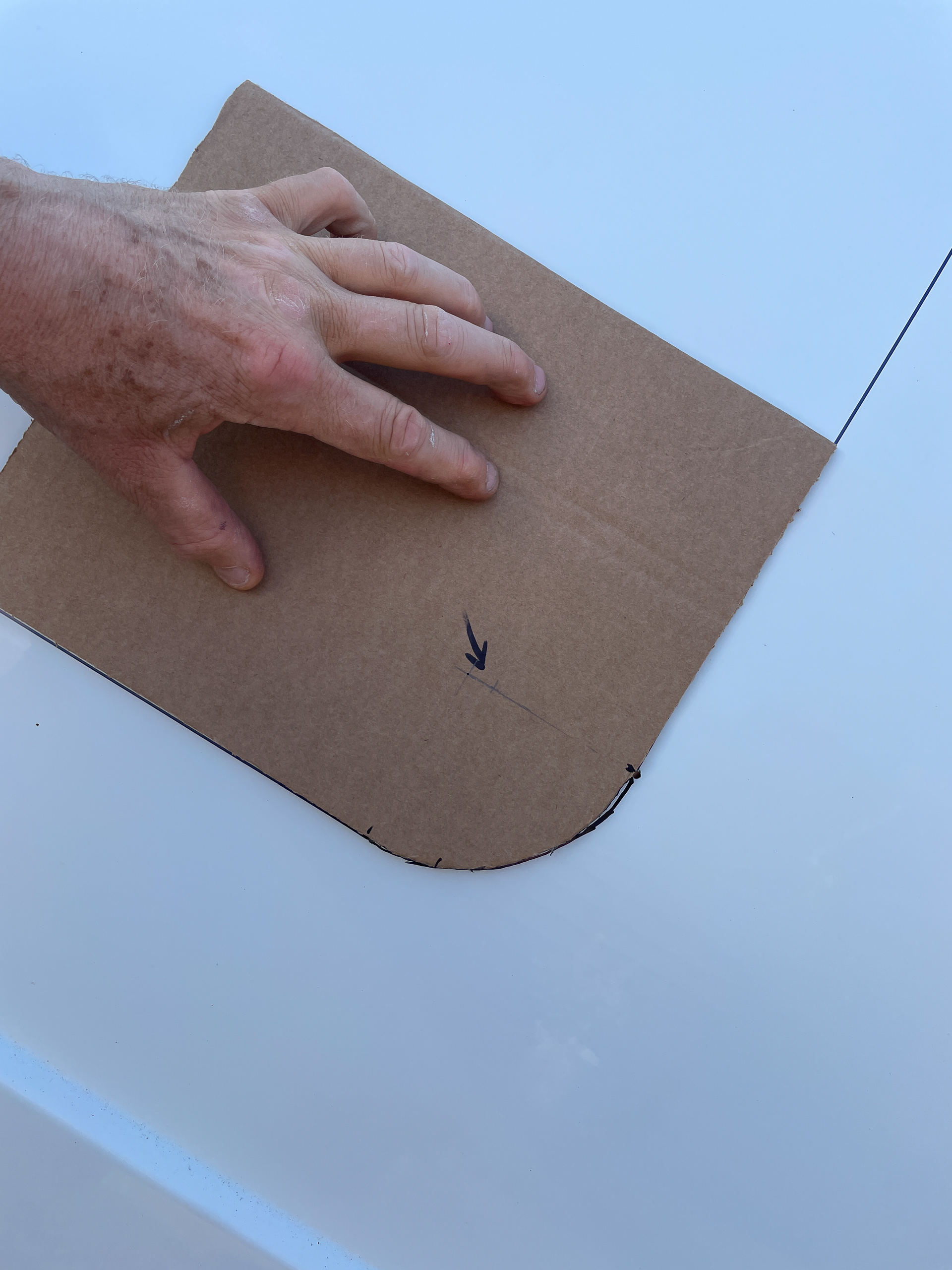 The corners where marked out using CAD (Cardboard Aided Design)