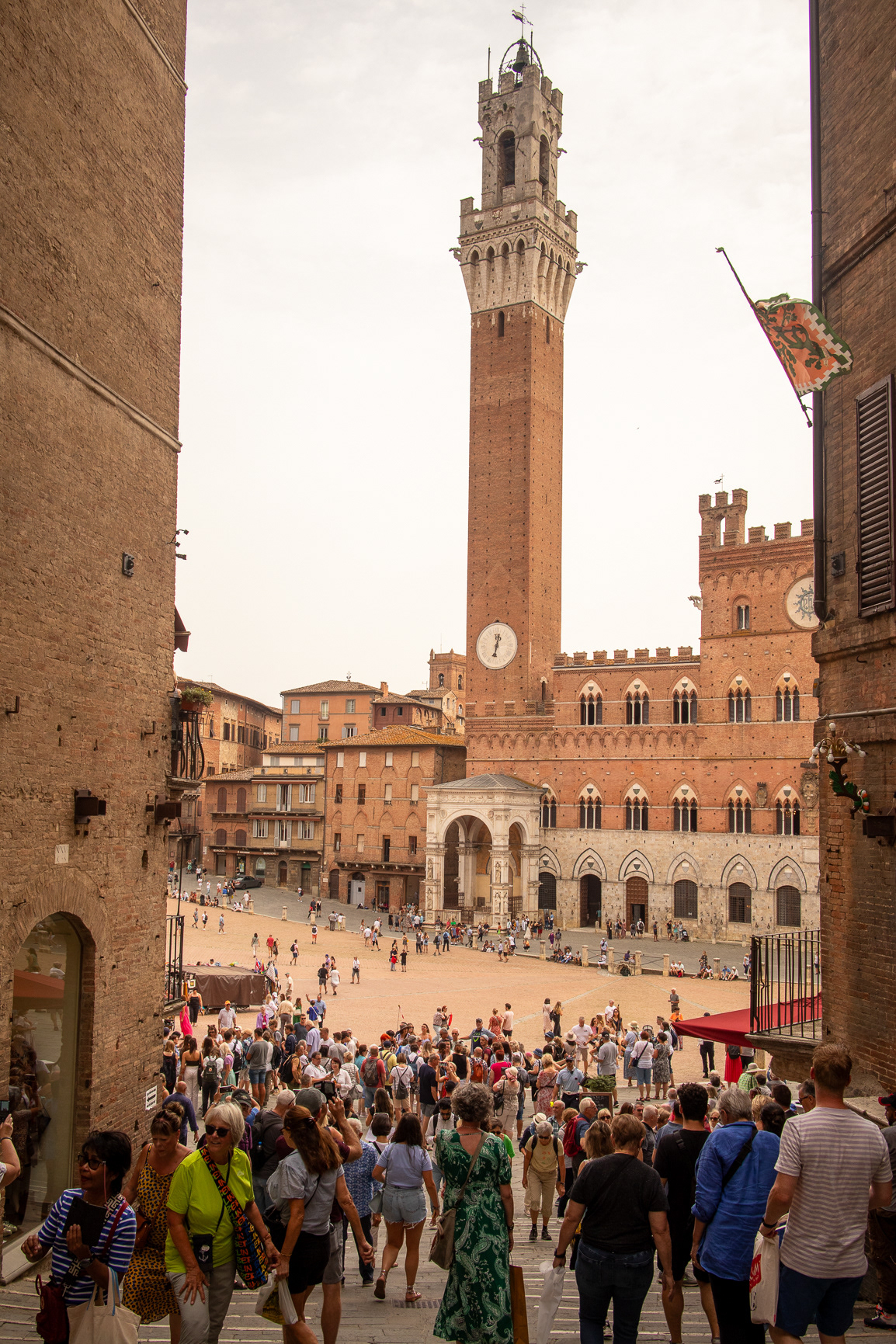 A view into the medieval square famous for hosting the Palio horse race.