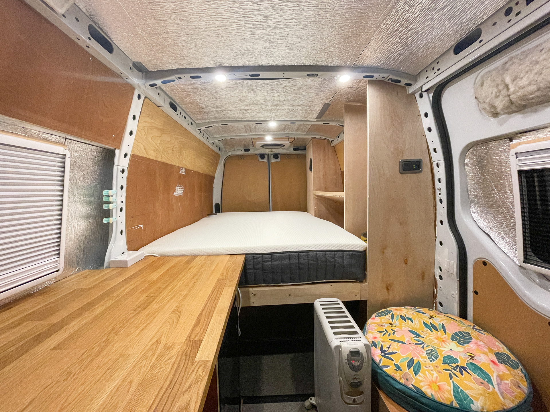 2kw electric rad is a good compromise when on site with EHU, also a good test to check output required from a diesel heater! 