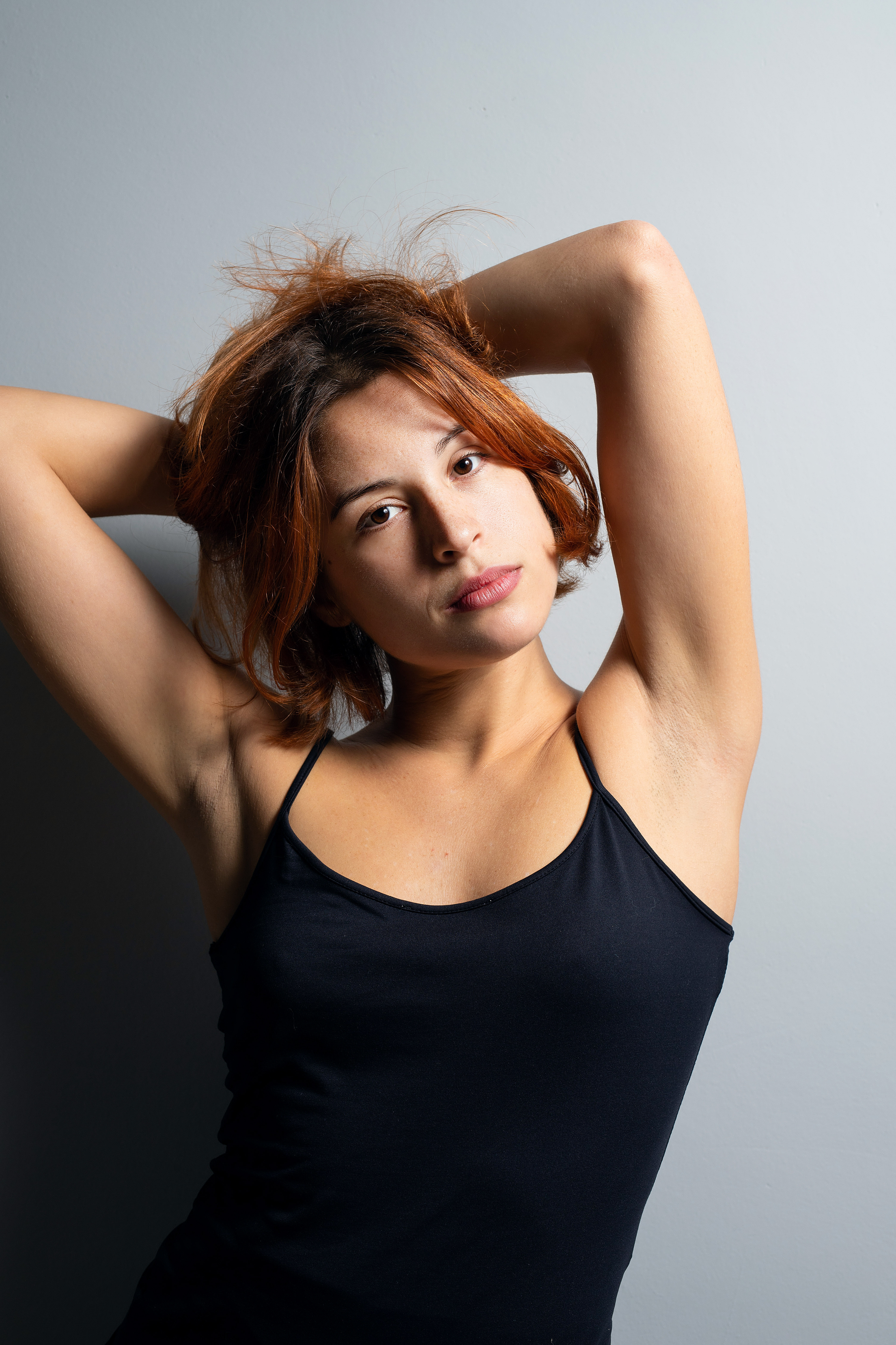 Kalliopi, an actress, posing for a photoshoot for her photobook