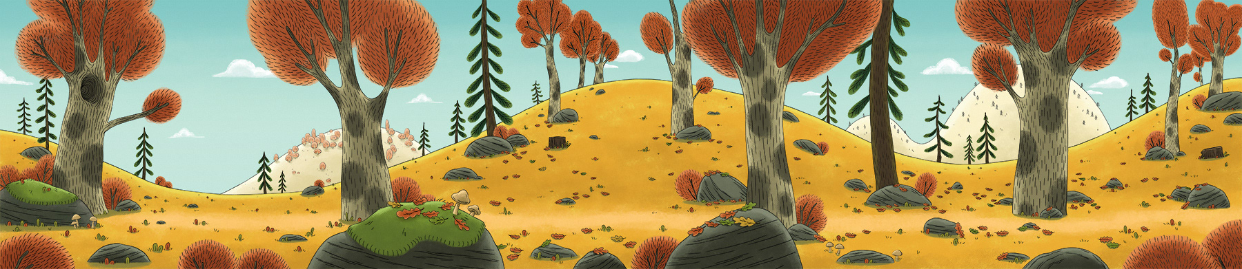 Décor de forêt panoramique pour Pompon Ours