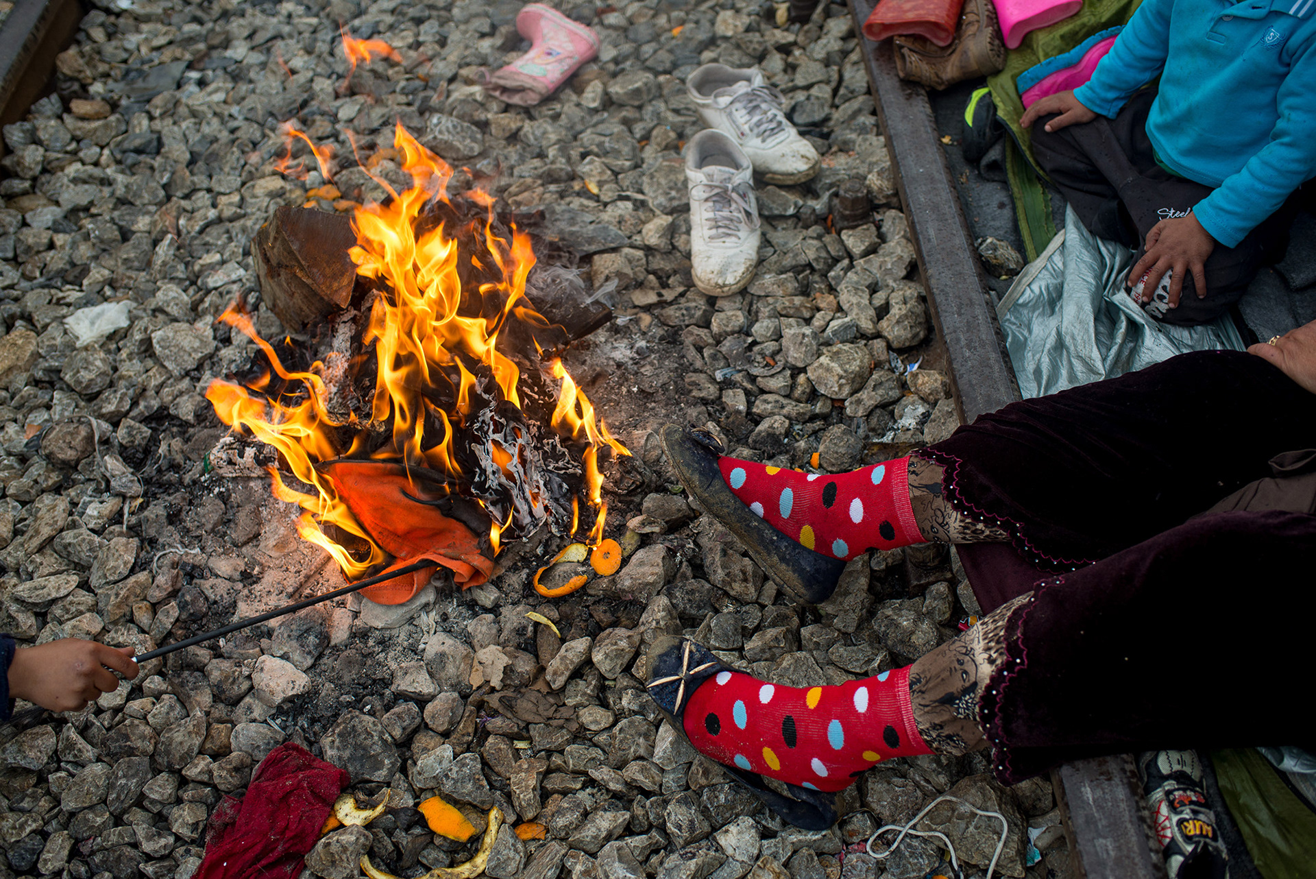 Children in a refugee camp in Idomeni, Greece, 13-16.03.2016.