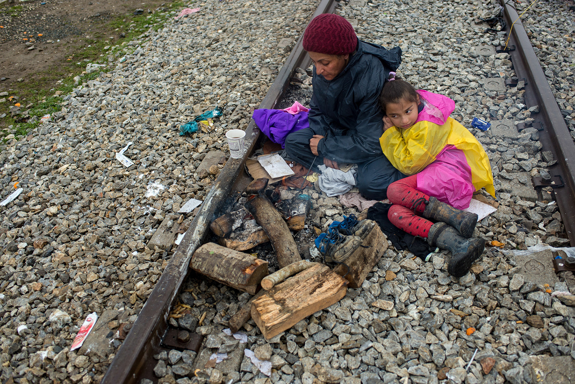 Children in a refugee camp in Idomeni, Greece, 13-16.03.2016.