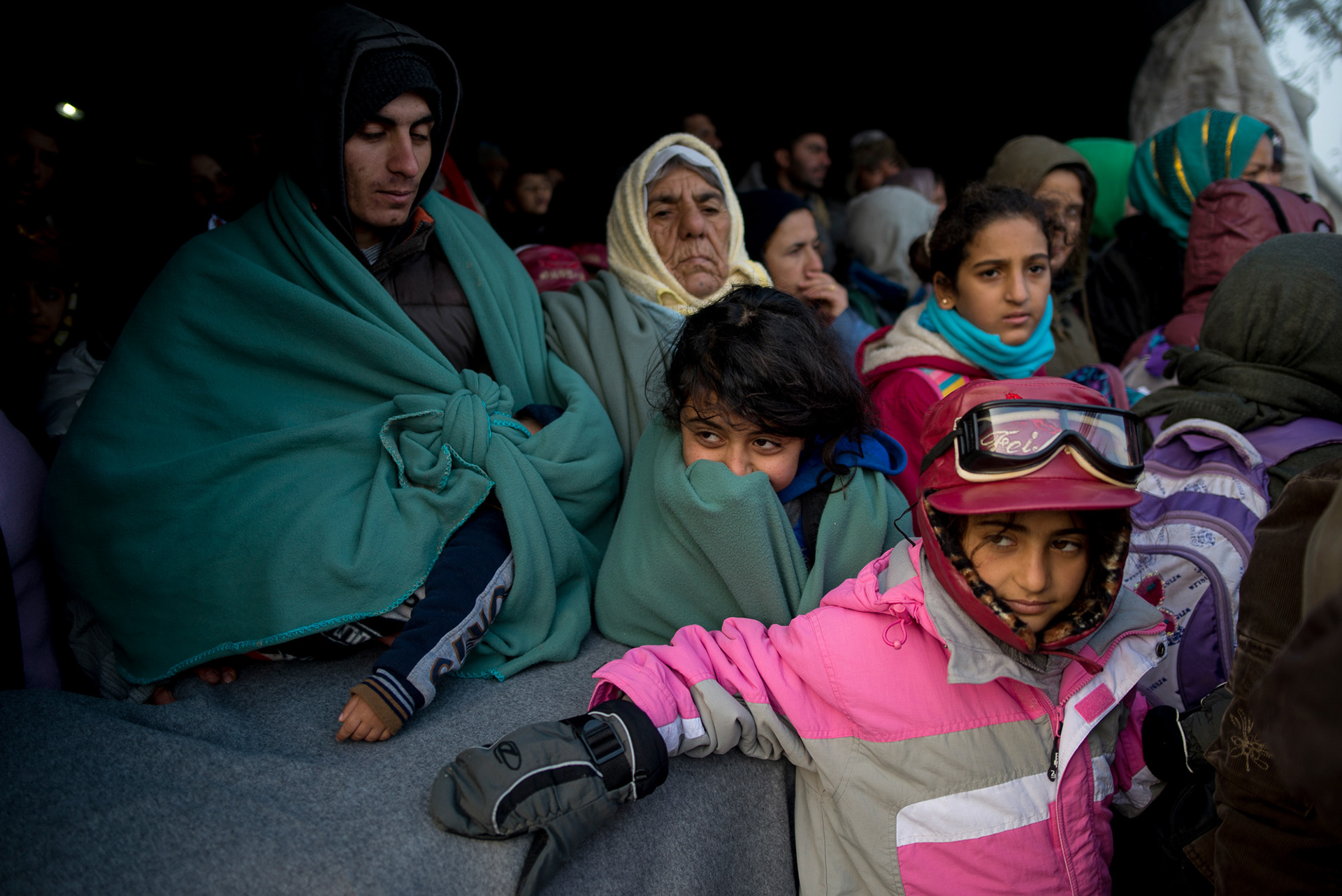 Refugee camp on the border between Serbia and Croatia. Refugees wait for the permission to enter Croatia hoping to be transferred in one of EU countries. Serbia, Berkasovo, 24.10.2015.