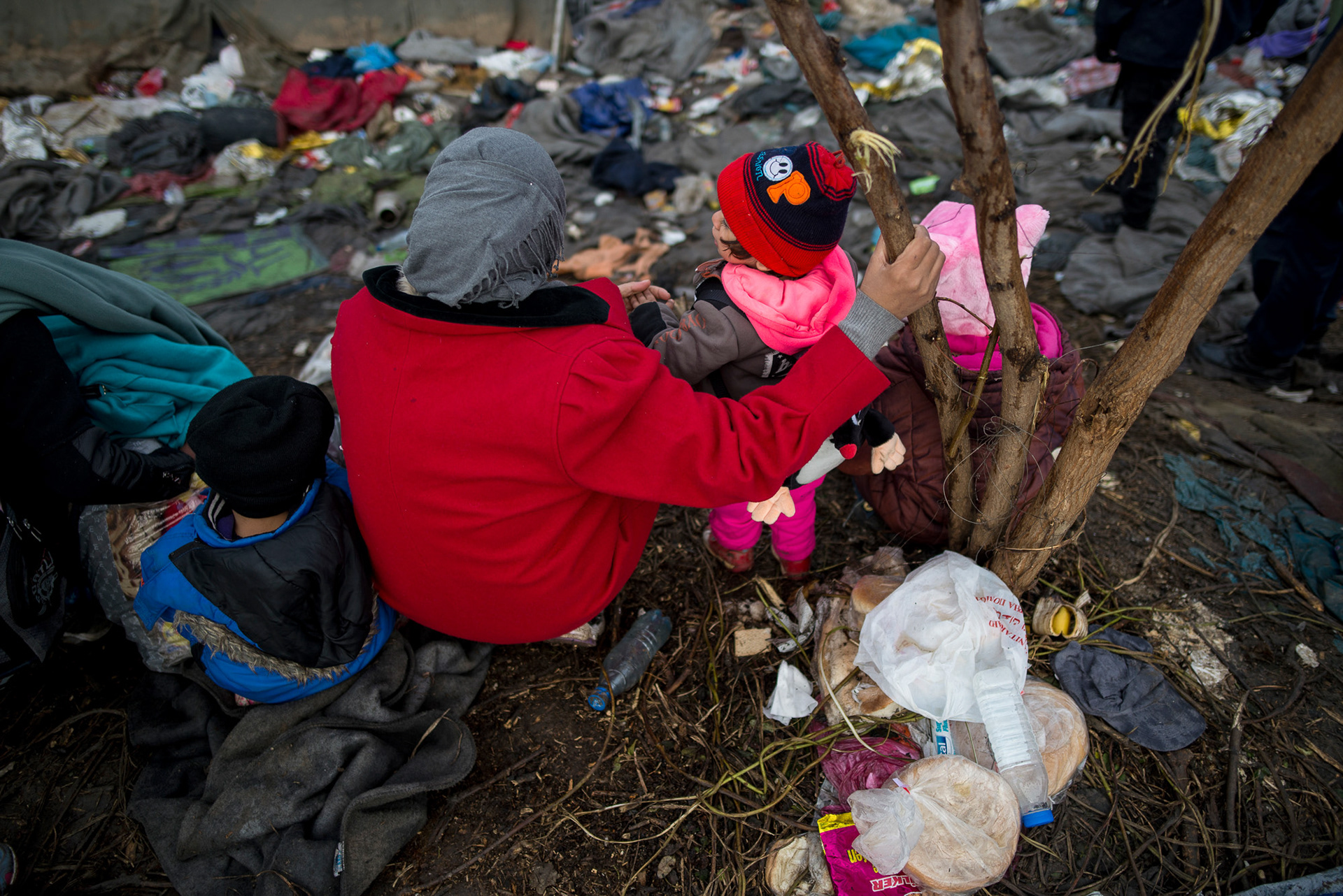 Refugee camp on the border between Serbia and Croatia. Refugees wait for the permission to enter Croatia hoping to be transferred in one of EU countries. Serbia, Berkasovo, 24.10.2015.