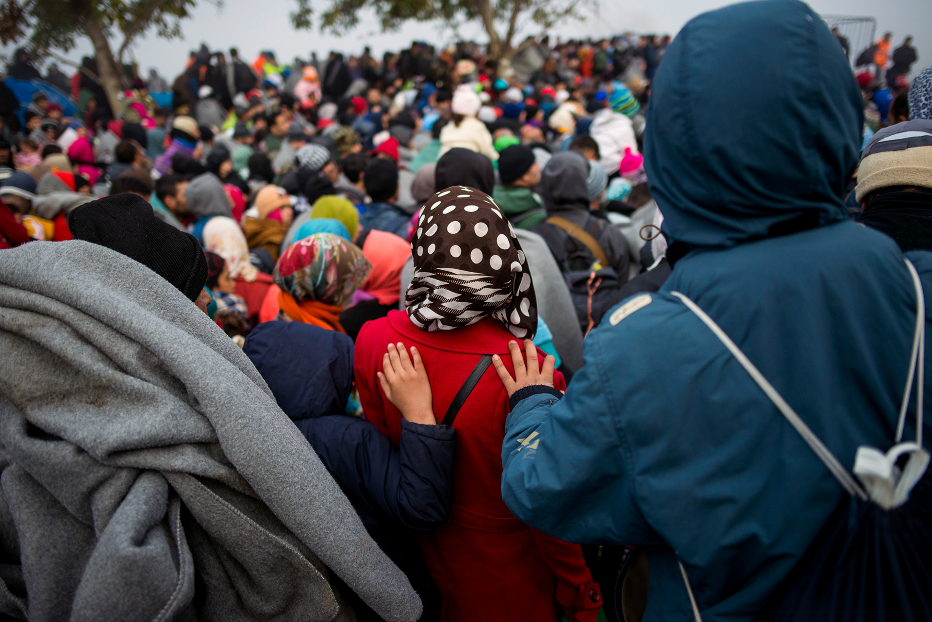Refugee camp on the border between Serbia and Croatia. Refugees wait for the permission to enter Croatia hoping to be transferred in one of EU countries. Serbia, Berkasovo, 23.10.2015.