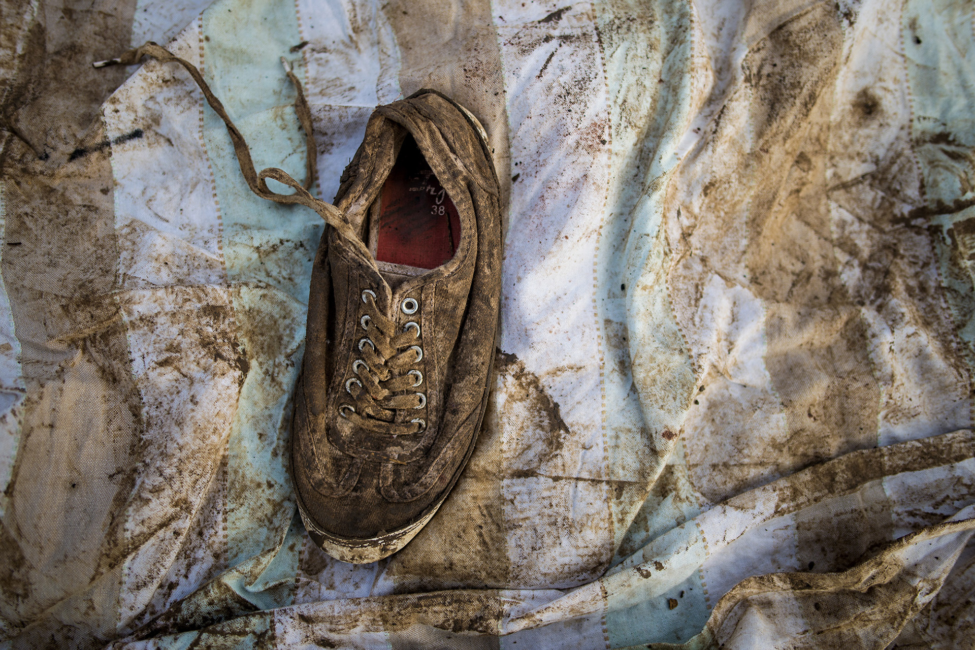 Things that are left after refugees crossed the border from Serbia to Croatia. Berkasovo, Serbia. 24.10.2015.