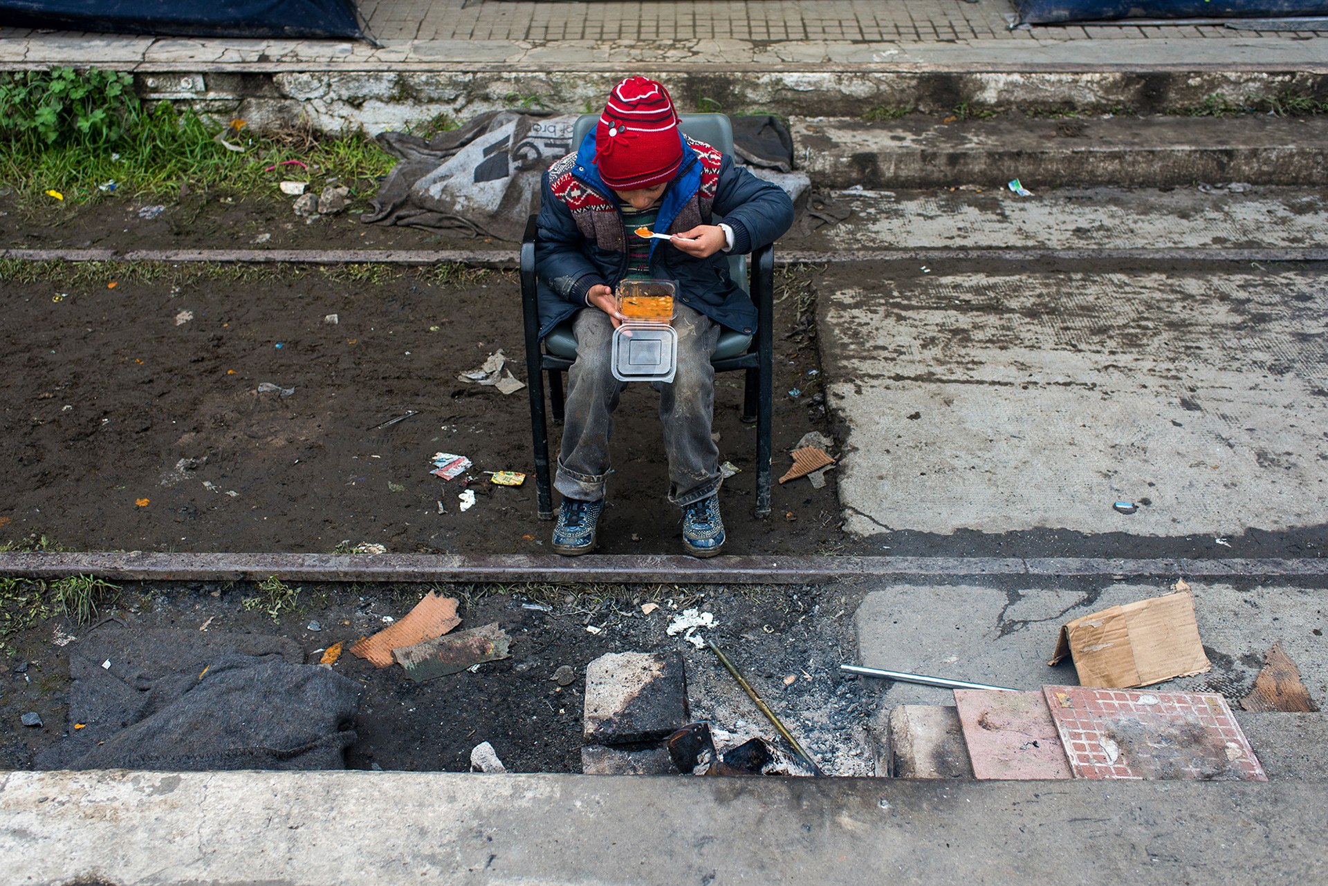 Children in a refugee camp in Idomeni, Greece, 13-16.03.2016.