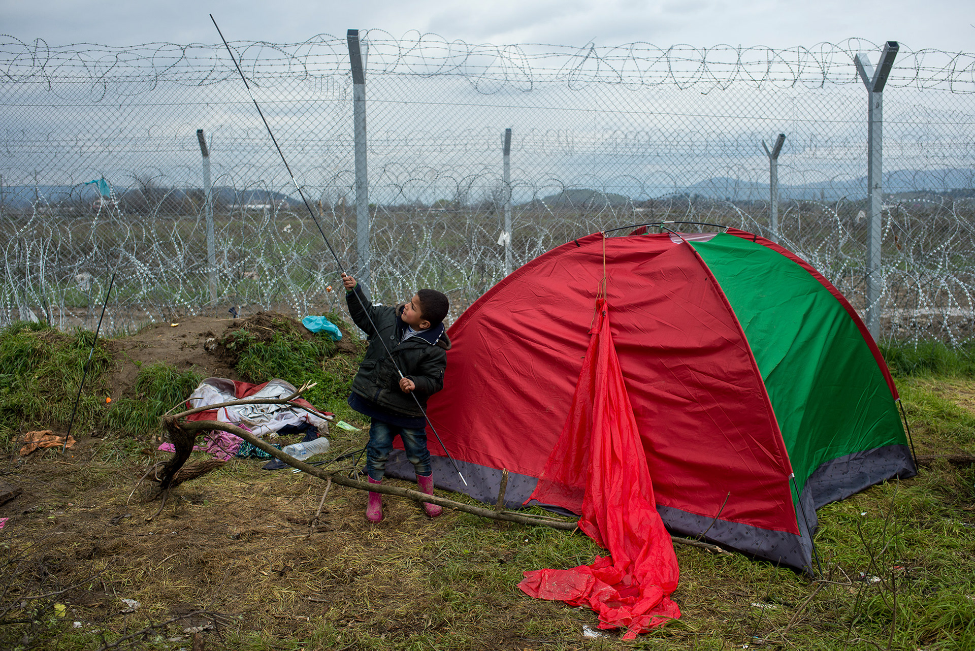 Children in a refugee camp in Idomeni, Greece, 13-16.03.2016.