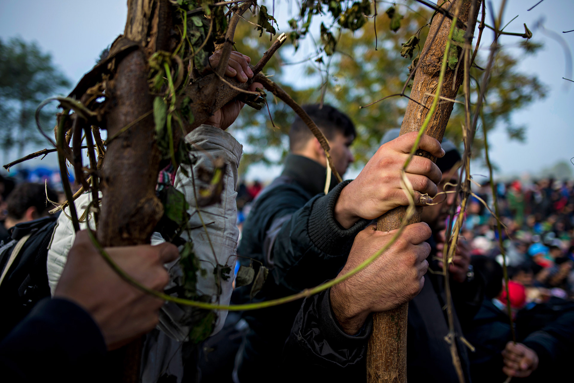 Refugee camp on the border between Serbia and Croatia. Refugees wait for the permission to enter Croatia hoping to be transferred in one of EU countries. Serbia, Berkasovo, 23.10.2015.