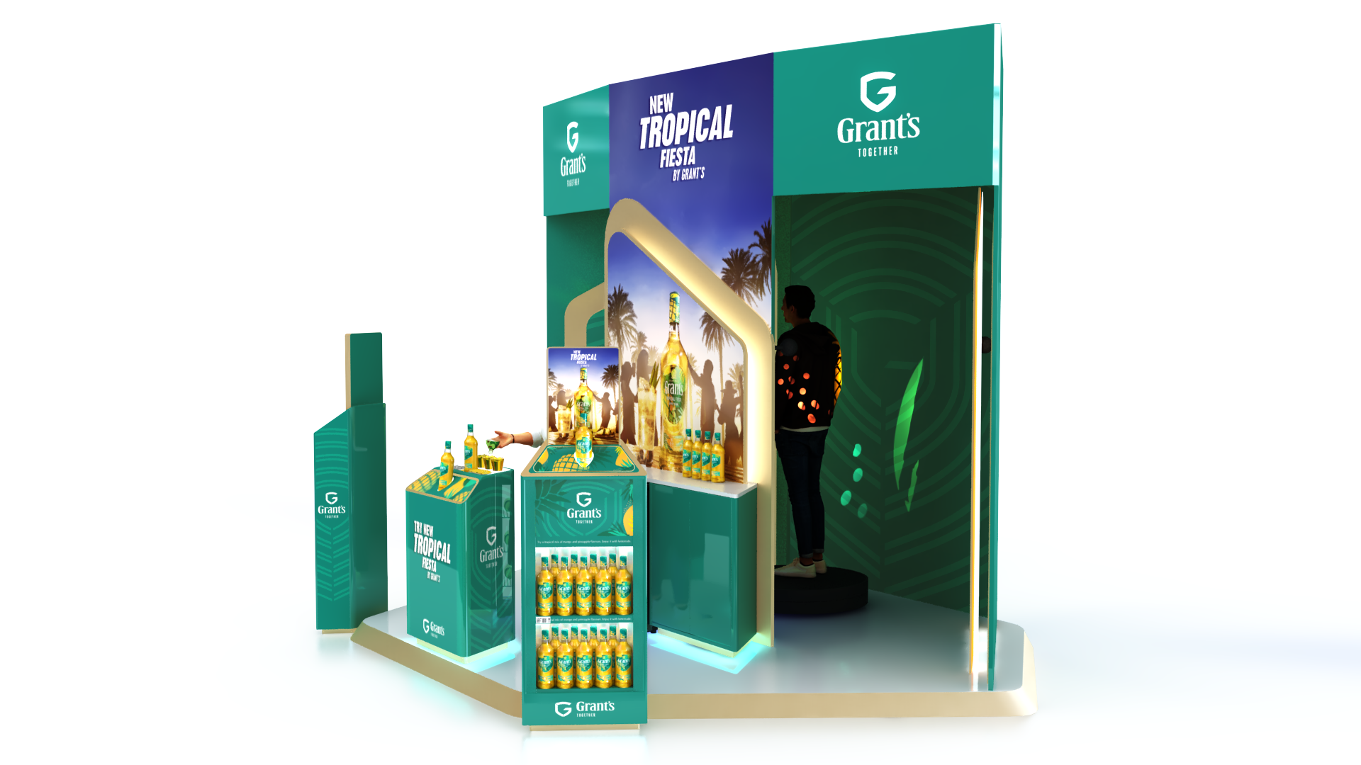 This concept featured a 360 photo booth with light projection as a photo opportunity to drive engagement and brand awareness on social media