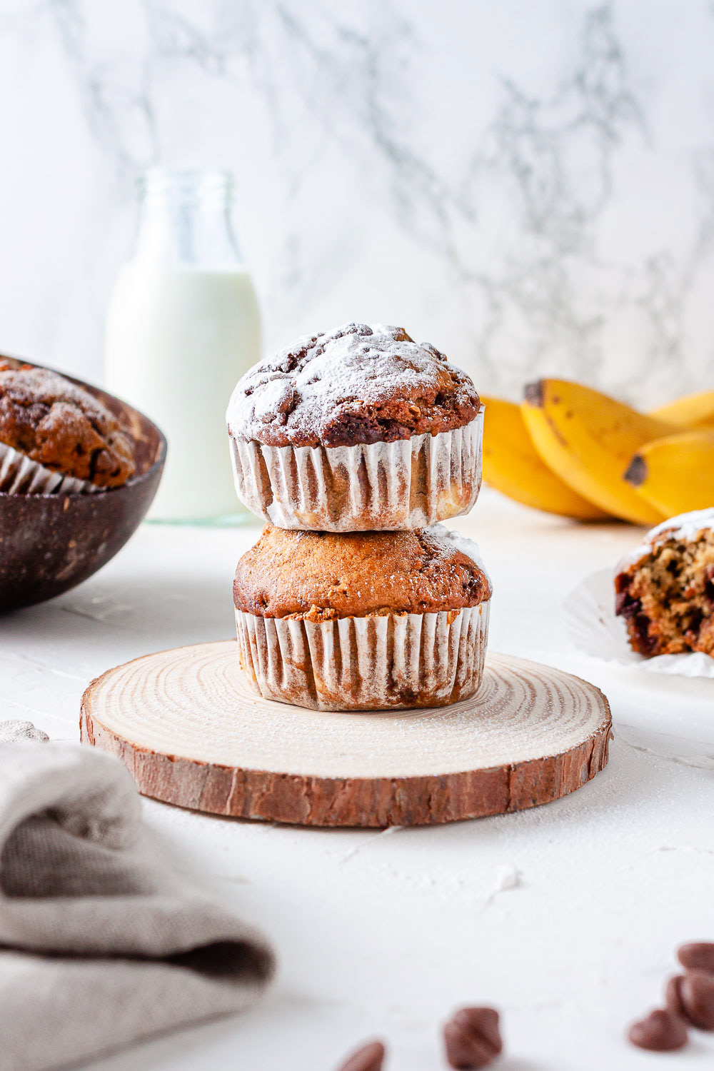 Banana muffins product photography