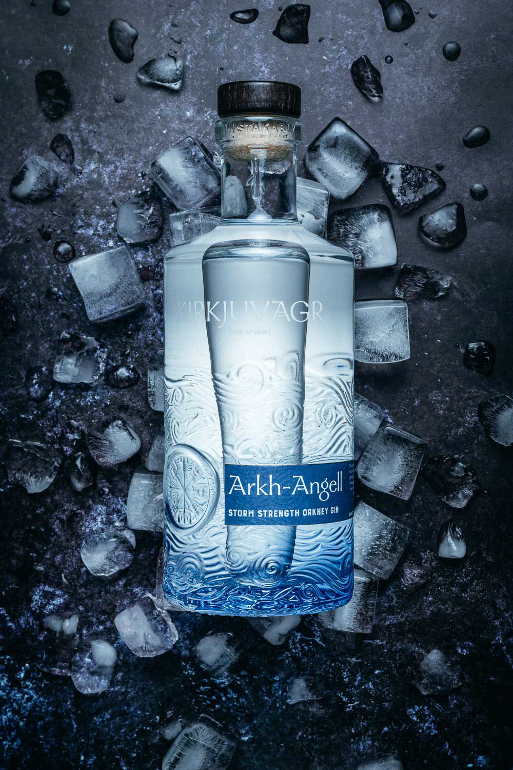 Gin bottle on ice