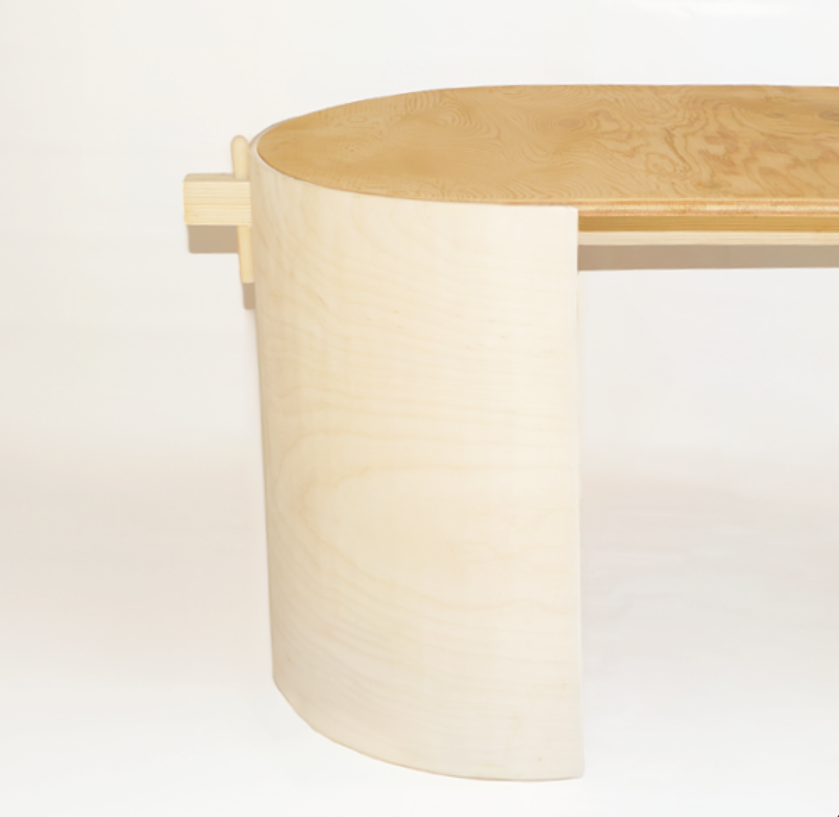 Hug Coffee Table Prototype in Wood – Detail View – Designed by Sarah Eriksen