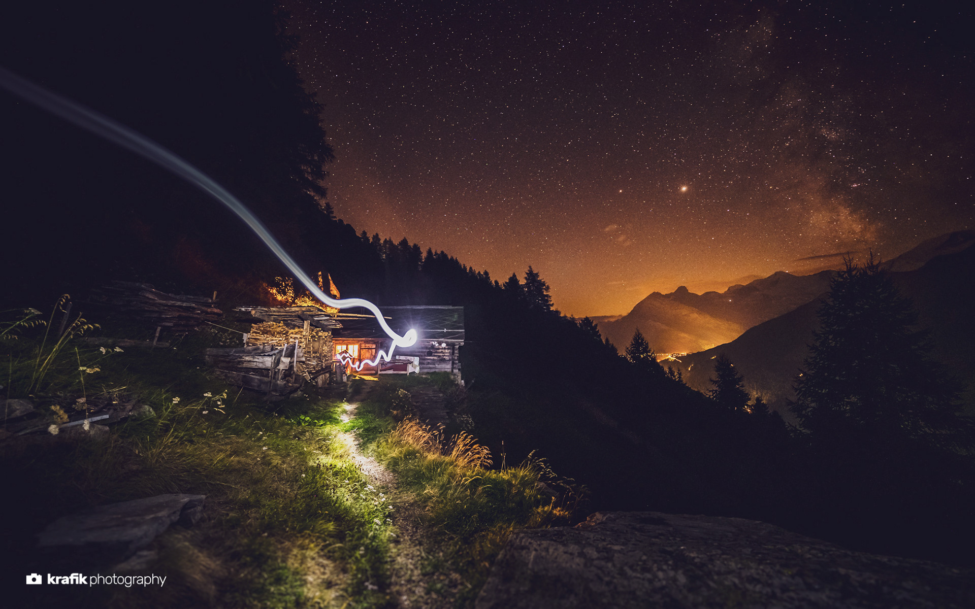 Cabin at night - Saas Fee Switzerland 